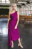 Aura One Shoulder Midi Dress, Magenta sold by North & Main Clothing Company