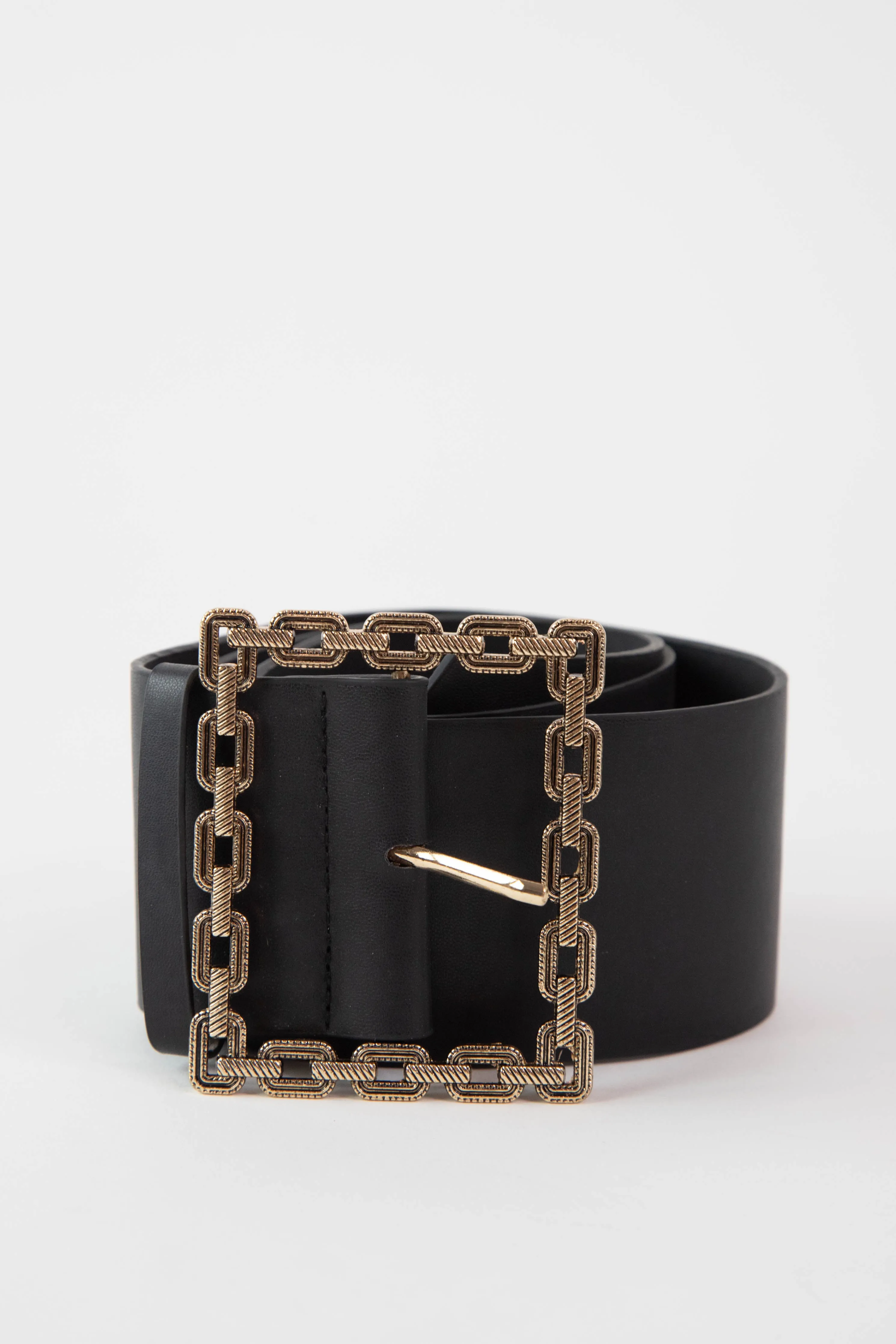Gold Square Buckle Belt, Black sold by North & Main Clothing Company