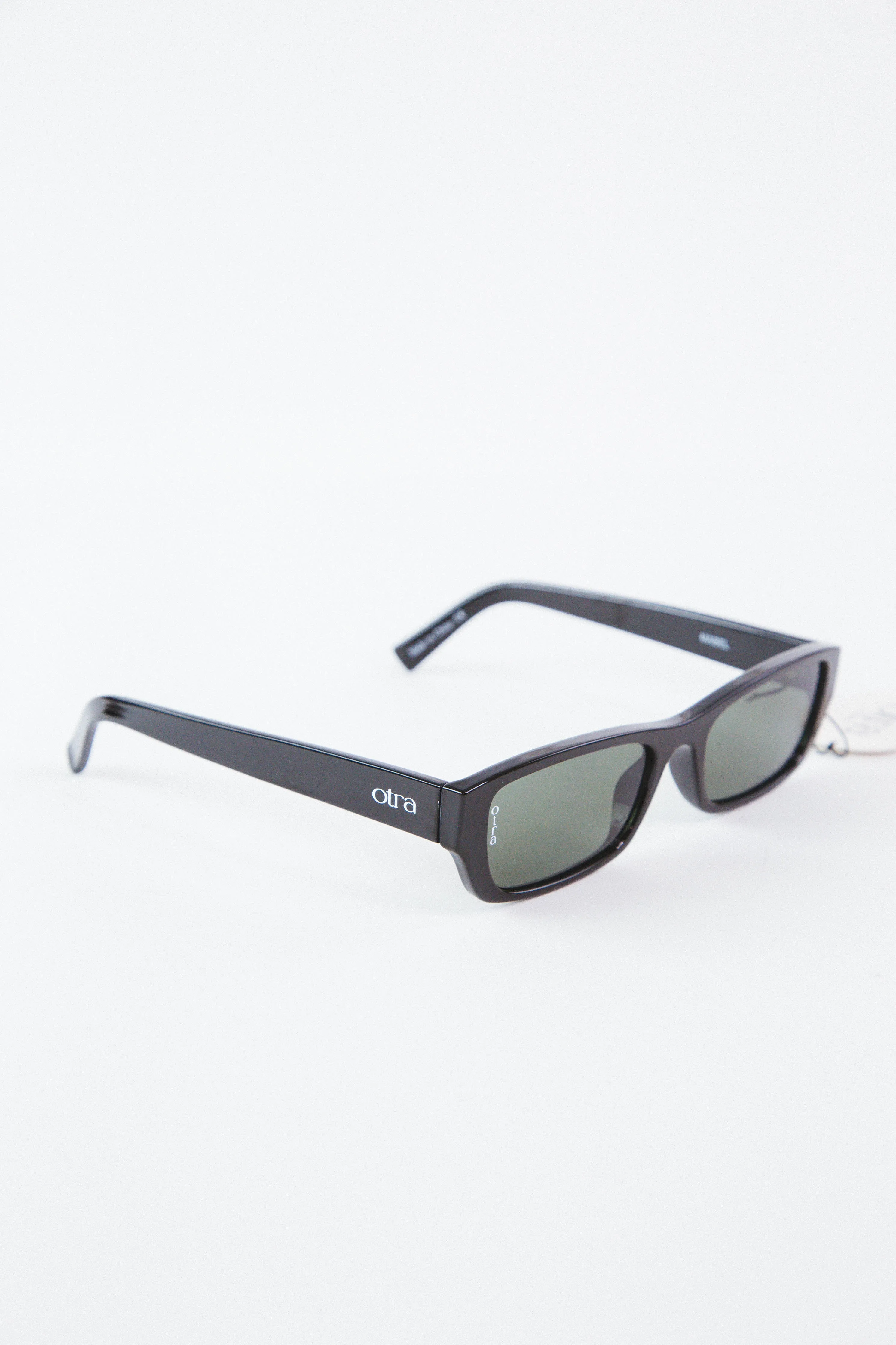 Mabel Slim Rectangular Sunglasses, Black/Green | Otra sold by North & Main Clothing Company product image thumbnail 2
