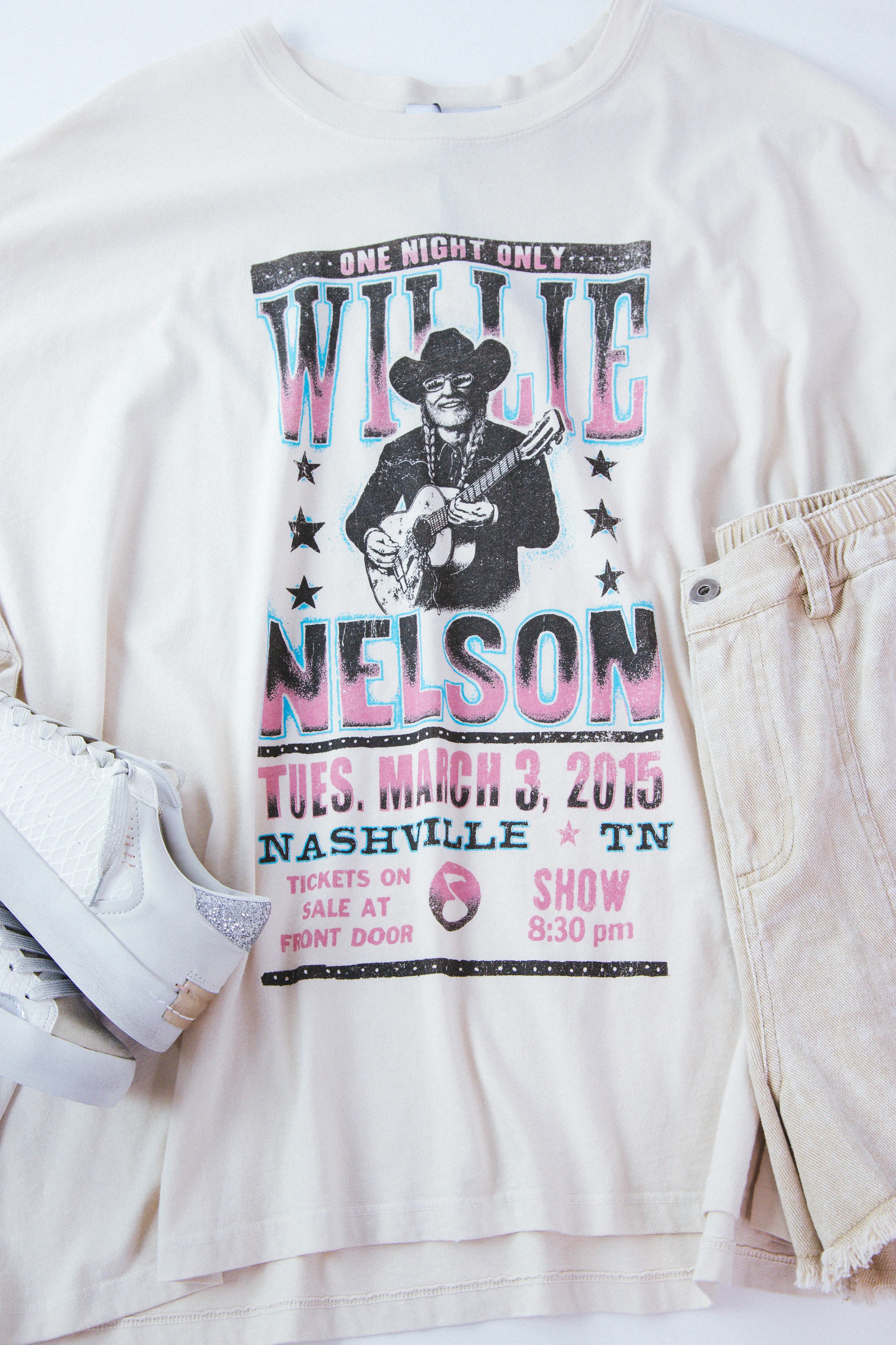 Willie Nelson One Night Only Tee, Dirty White | Daydreamer sold by North & Main Clothing Company product image thumbnail 2