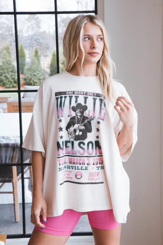 Willie Nelson One Night Only Tee, Dirty White | Daydreamer sold by North & Main Clothing Company