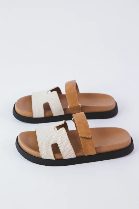 Bianca Open Toe Slide, Beige/Tan sold by North & Main Clothing Company