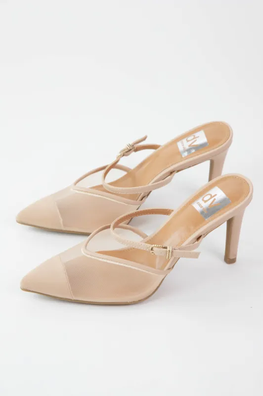 Elegant Mesh Pointed Toe Heel, Nude Mesh | DV by Dolce Vita sold by North & Main Clothing Company