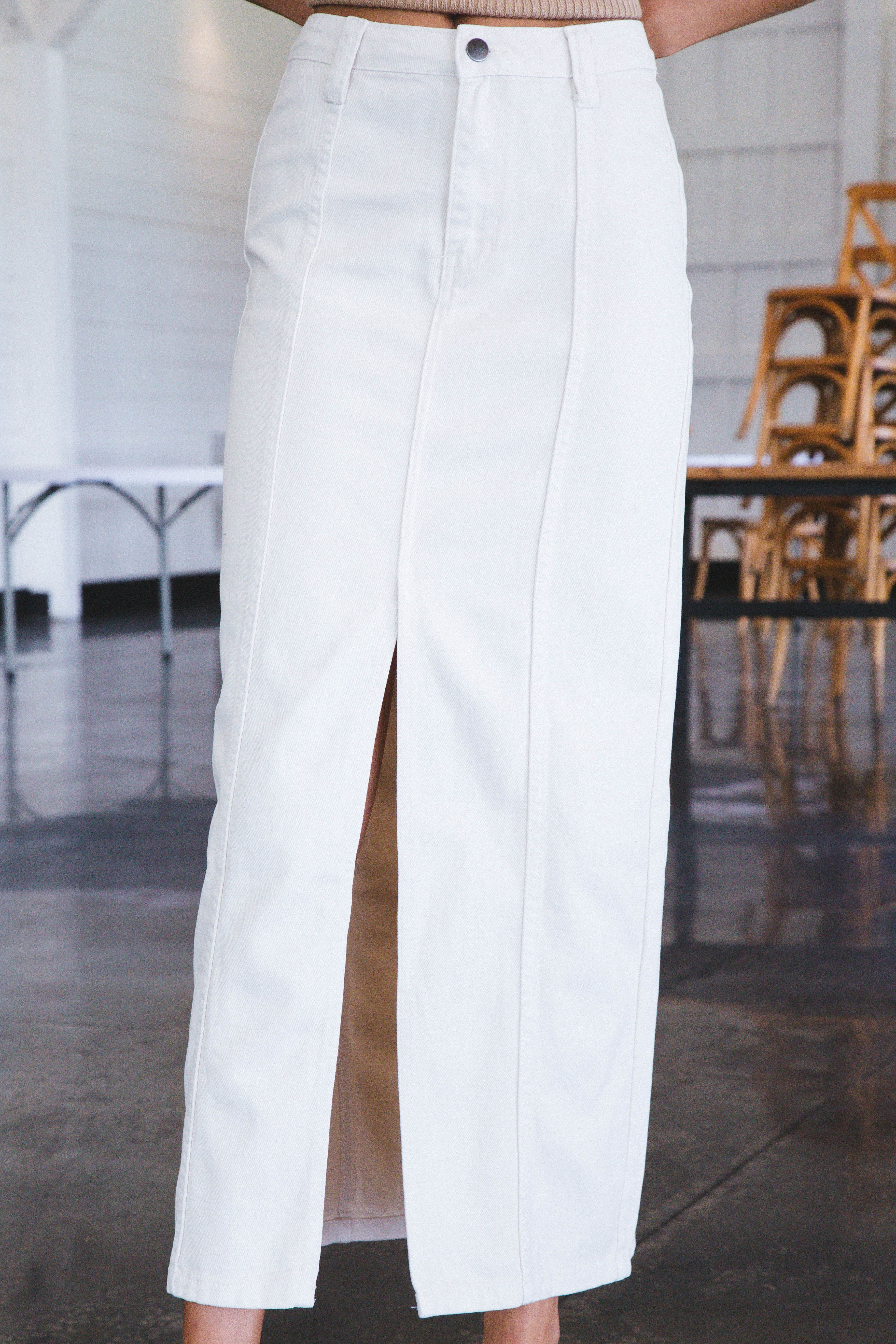 Maxine Denim Maxi Skirt, Ecru sold by North & Main Clothing Company product image thumbnail 5