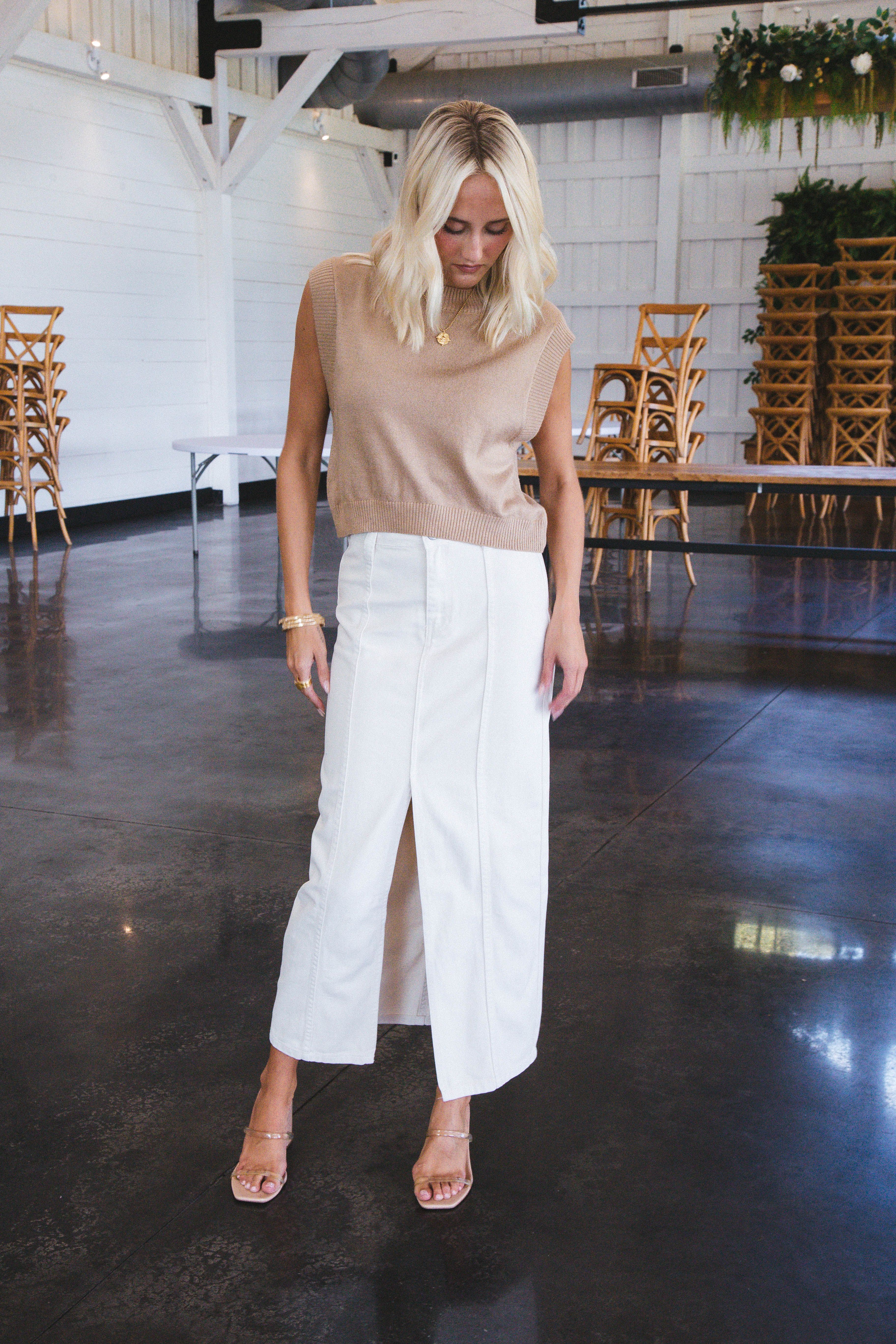 Maxine Denim Maxi Skirt, Ecru sold by North & Main Clothing Company product image thumbnail 3