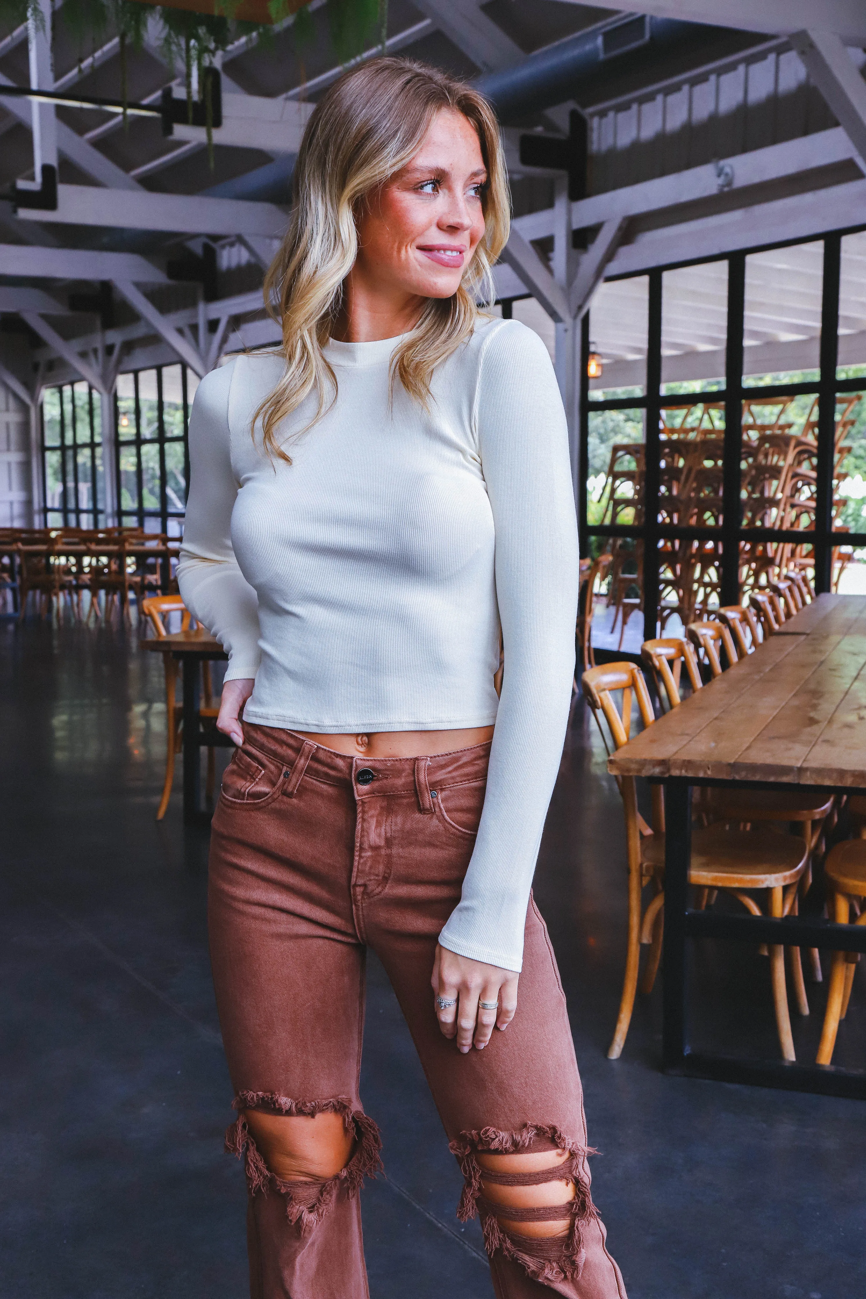 Ronan Crewneck Top, Ivory | Sadie & Sage sold by North & Main Clothing Company product image thumbnail 5