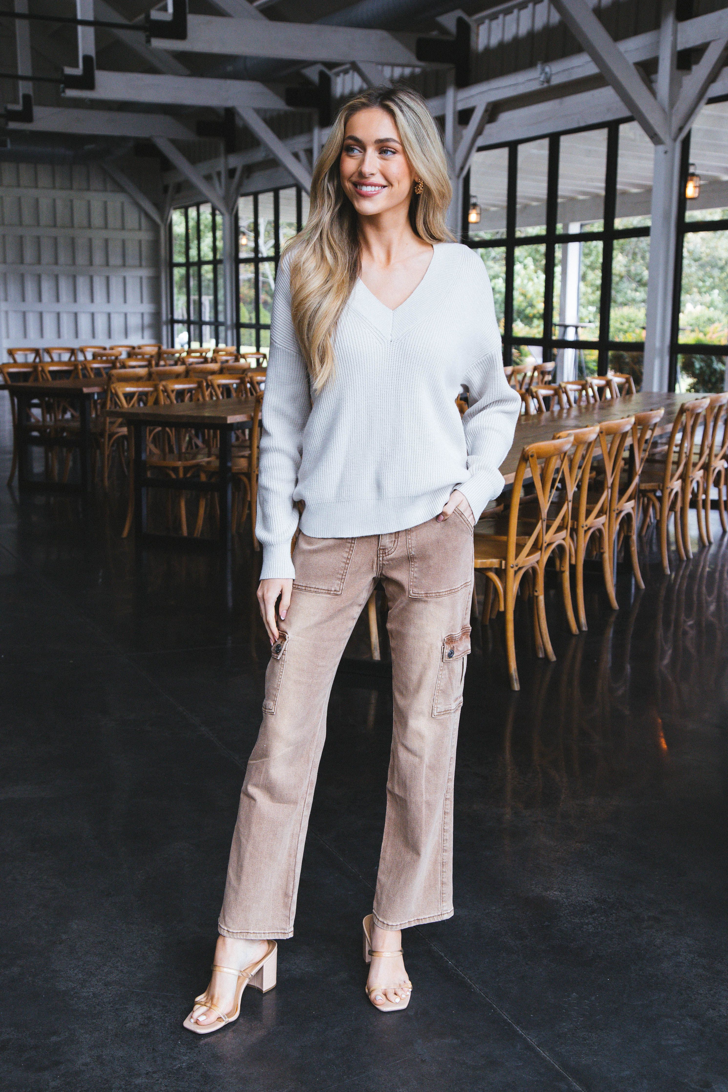 Manuela V-Neck Pullover Sweater, Fog | RD Style sold by North & Main Clothing Company product image thumbnail 2