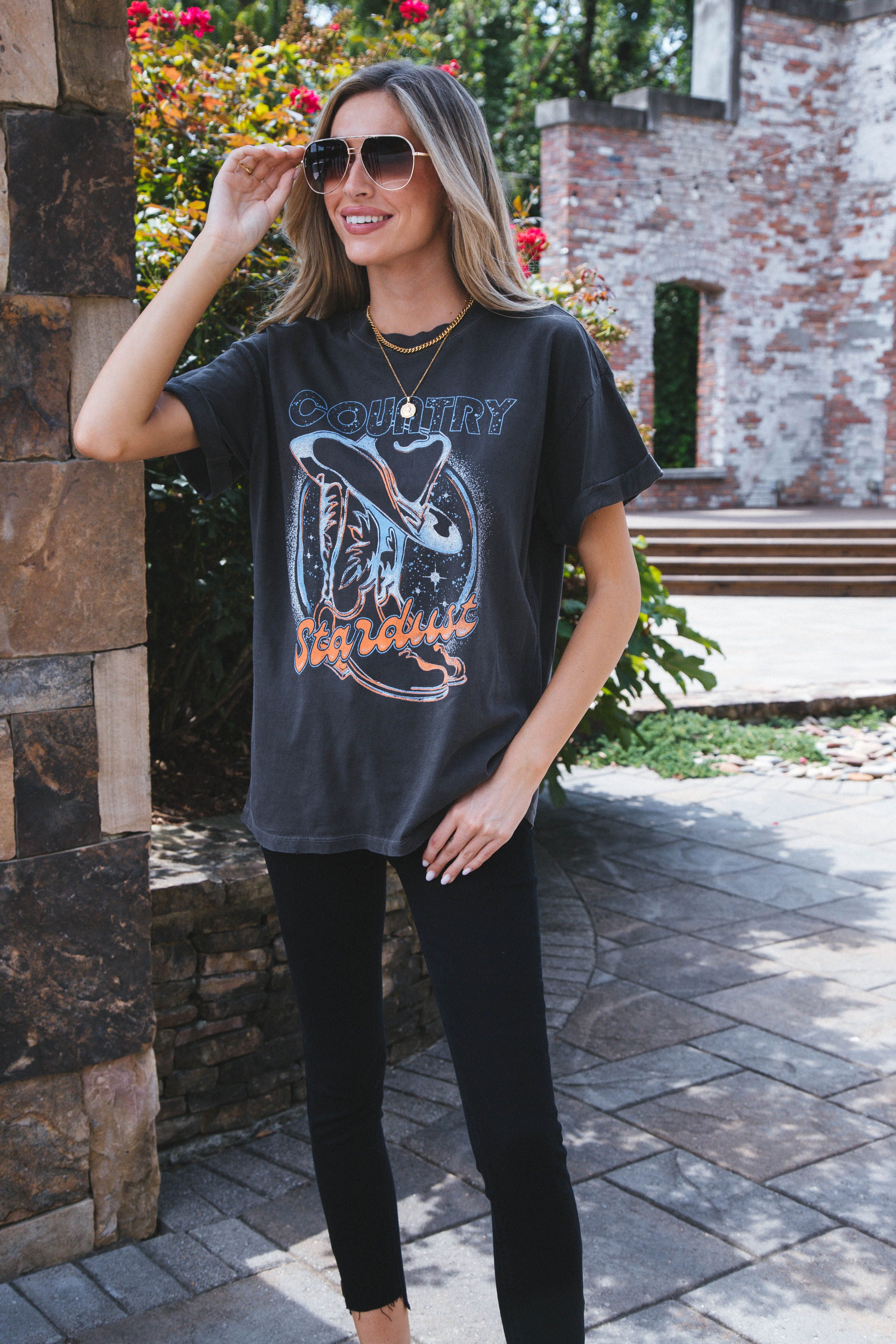 Country Stardust Tee, Vintage Black | Girl Dangerous sold by North & Main Clothing Company product image thumbnail 3