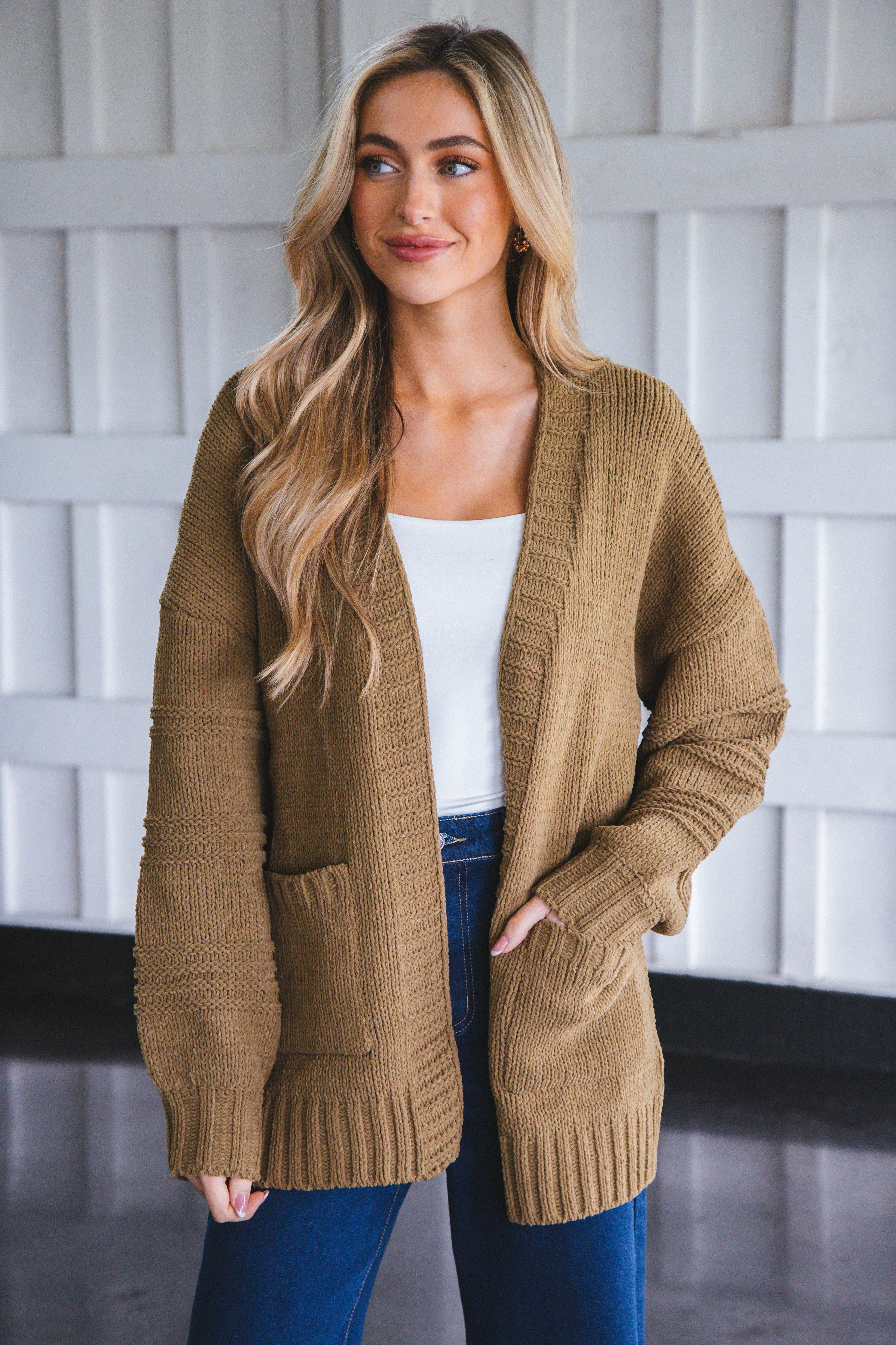 Oaklyn Chunky Sweater Cardigan, Olive sold by North & Main Clothing Company product image thumbnail 3