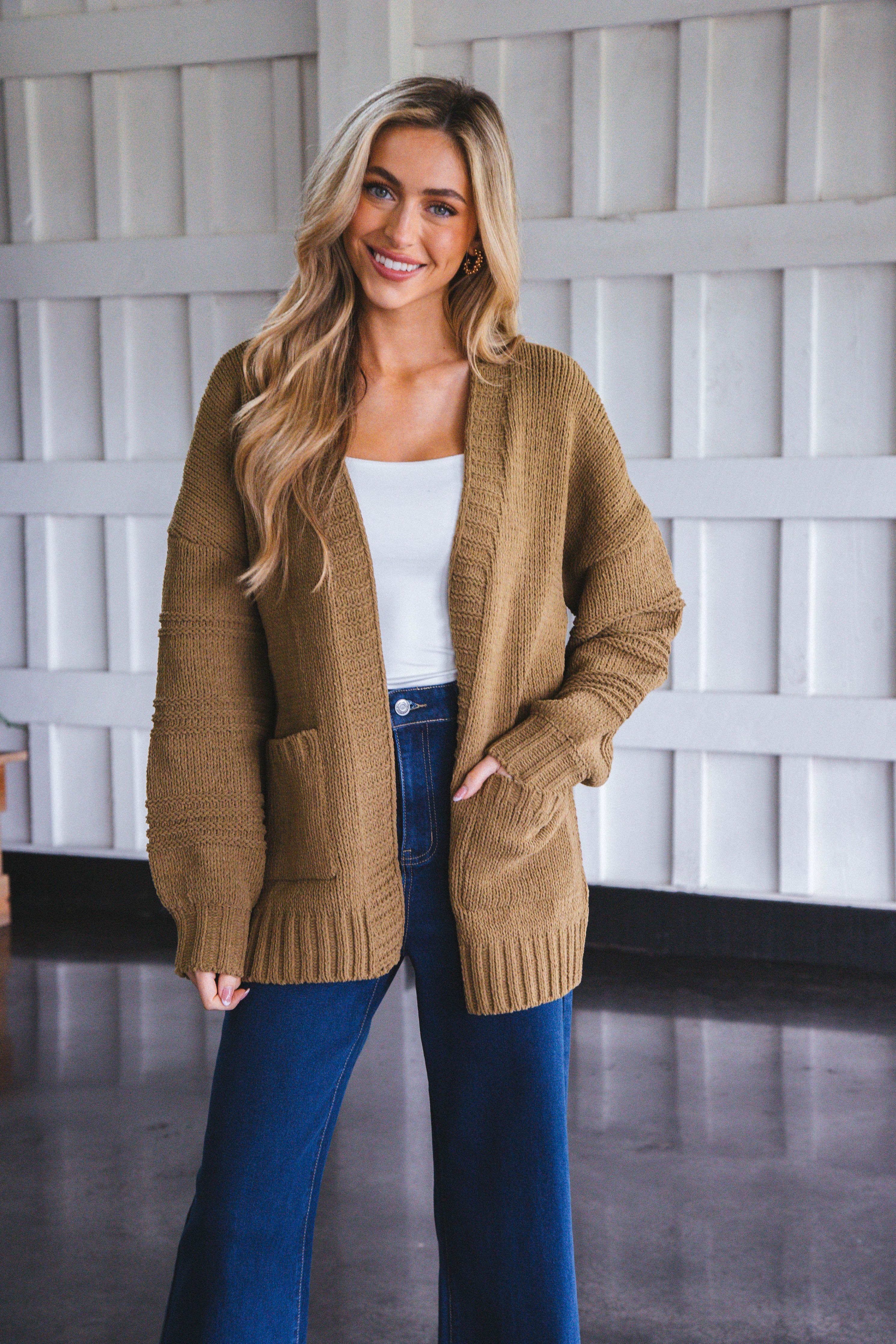 Oaklyn Chunky Sweater Cardigan, Olive sold by North & Main Clothing Company