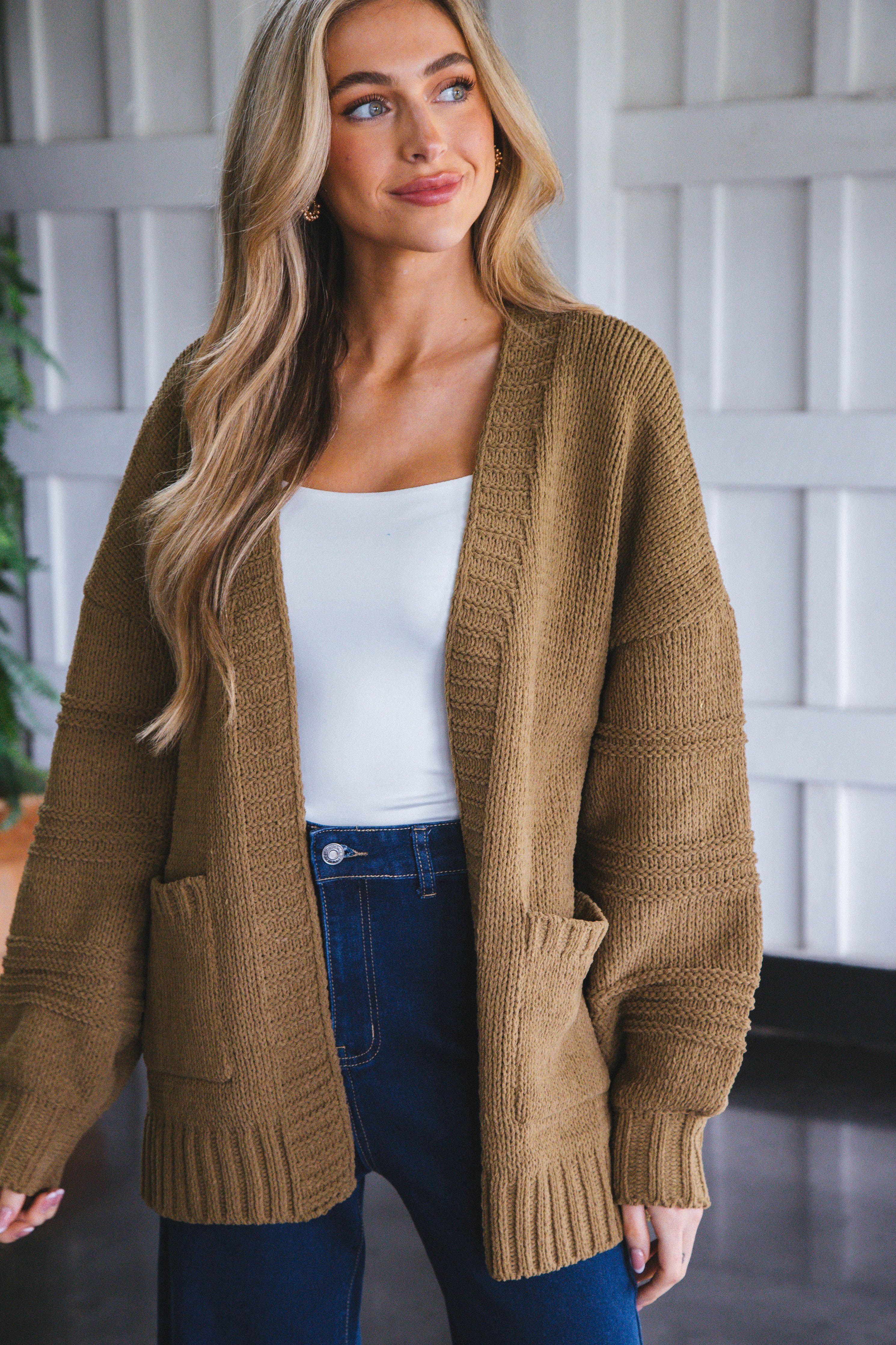 Oaklyn Chunky Sweater Cardigan, Olive sold by North & Main Clothing Company product image thumbnail 5