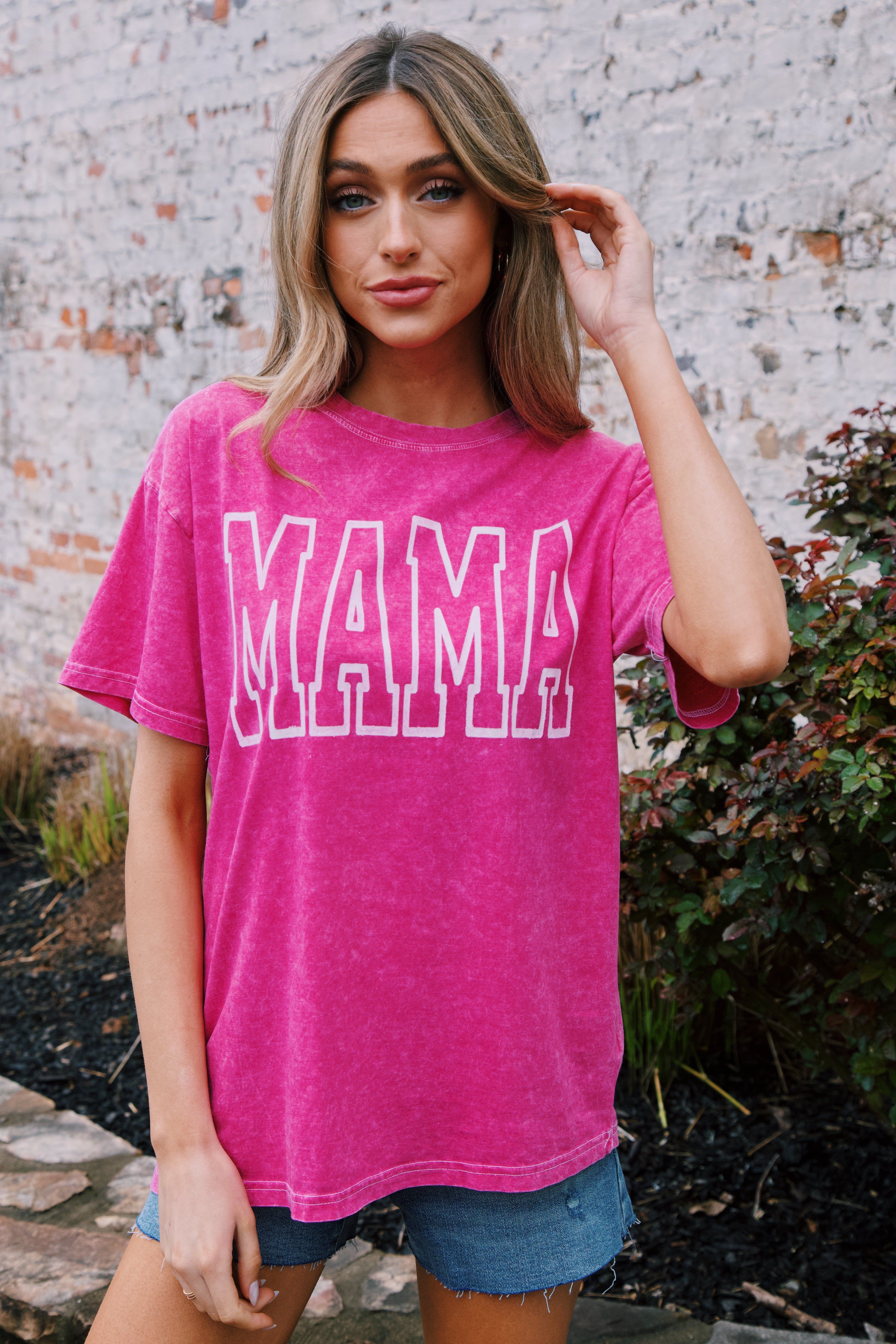 Mama Mineral Washed Graphic Tee, Hot Pink sold by North & Main Clothing Company product image thumbnail 3