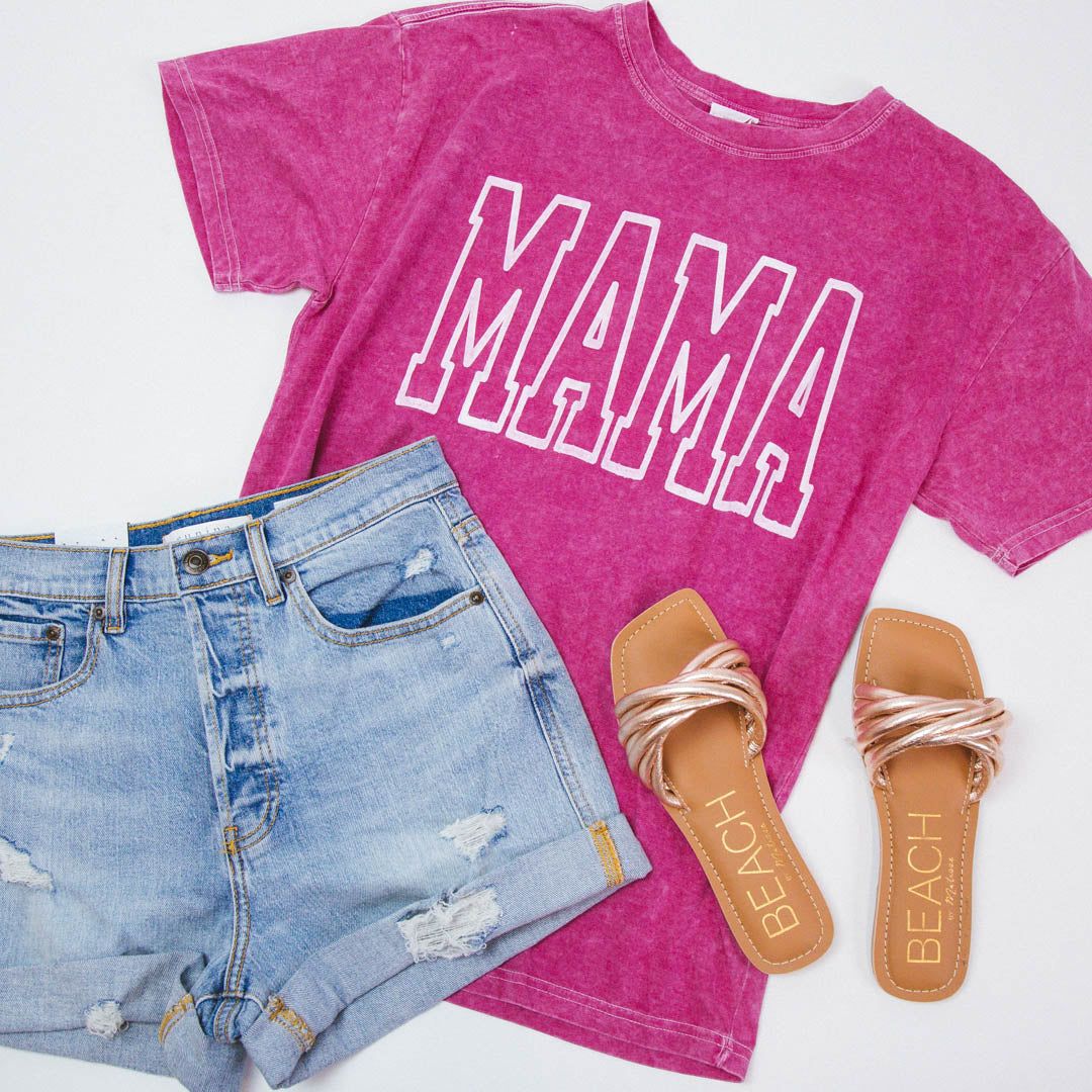 Mama Mineral Washed Graphic Tee, Hot Pink sold by North & Main Clothing Company product image thumbnail 12