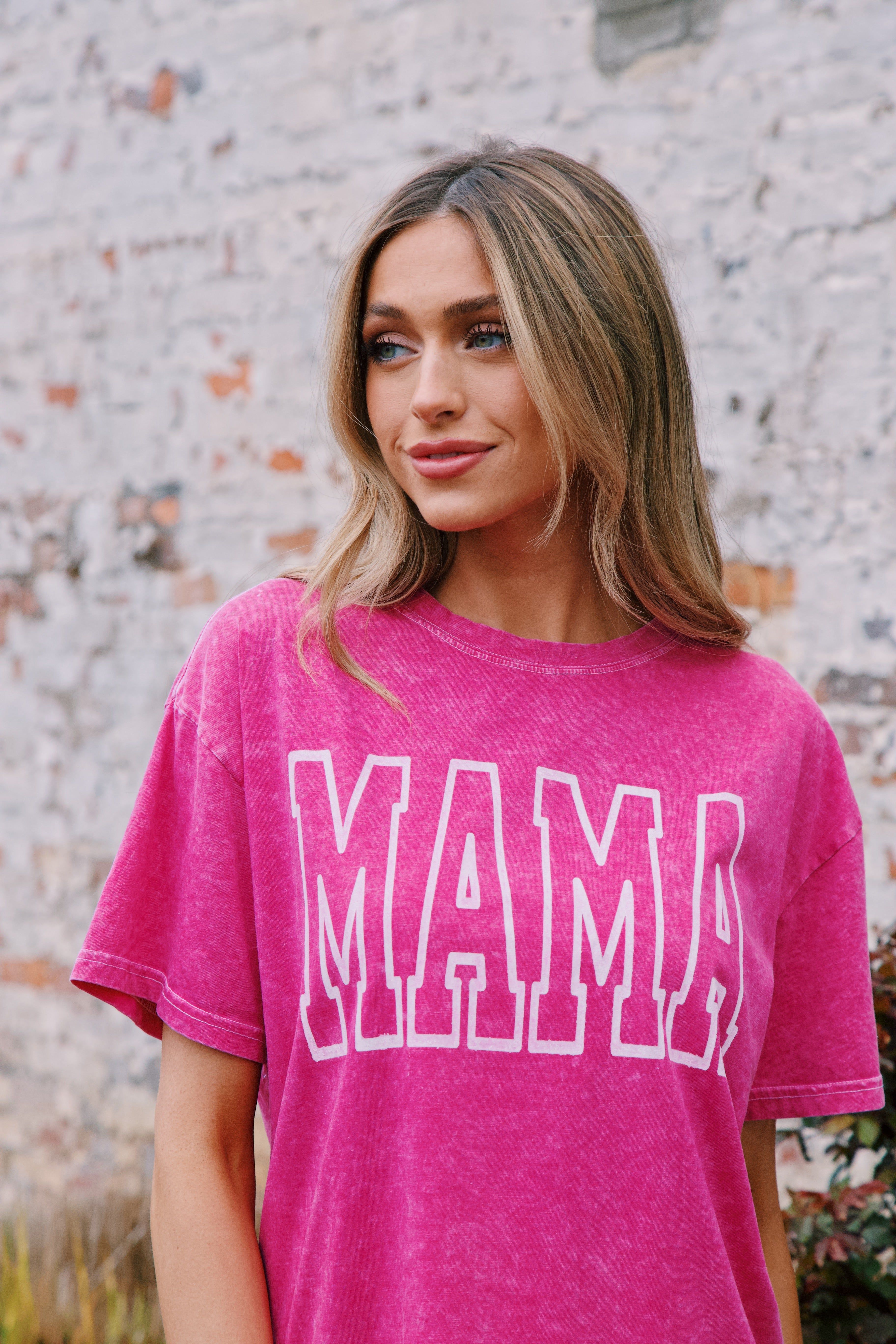 Mama Mineral Washed Graphic Tee, Hot Pink sold by North & Main Clothing Company product image thumbnail 2