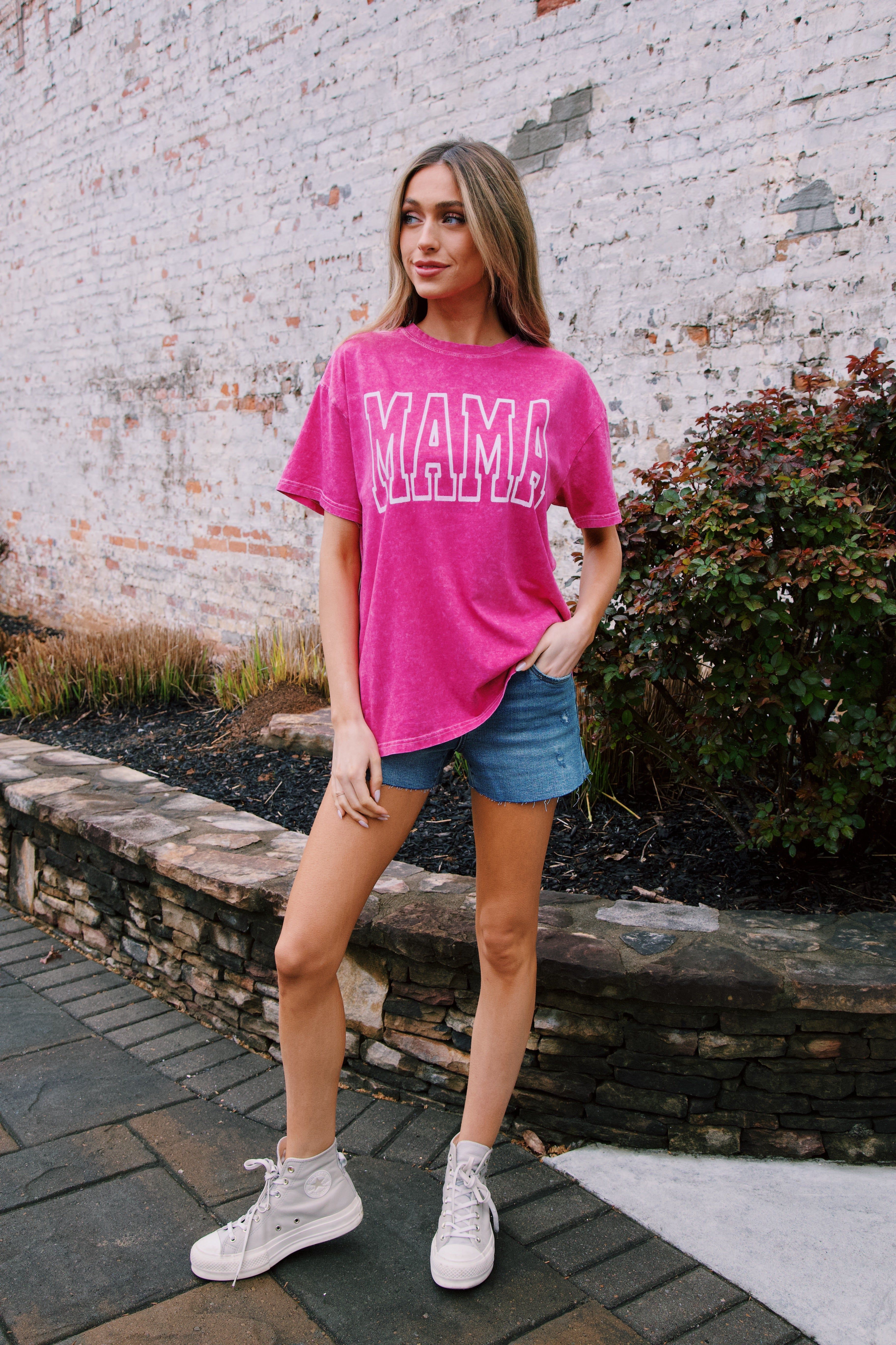 Mama Mineral Washed Graphic Tee, Hot Pink sold by North & Main Clothing Company product image thumbnail 9