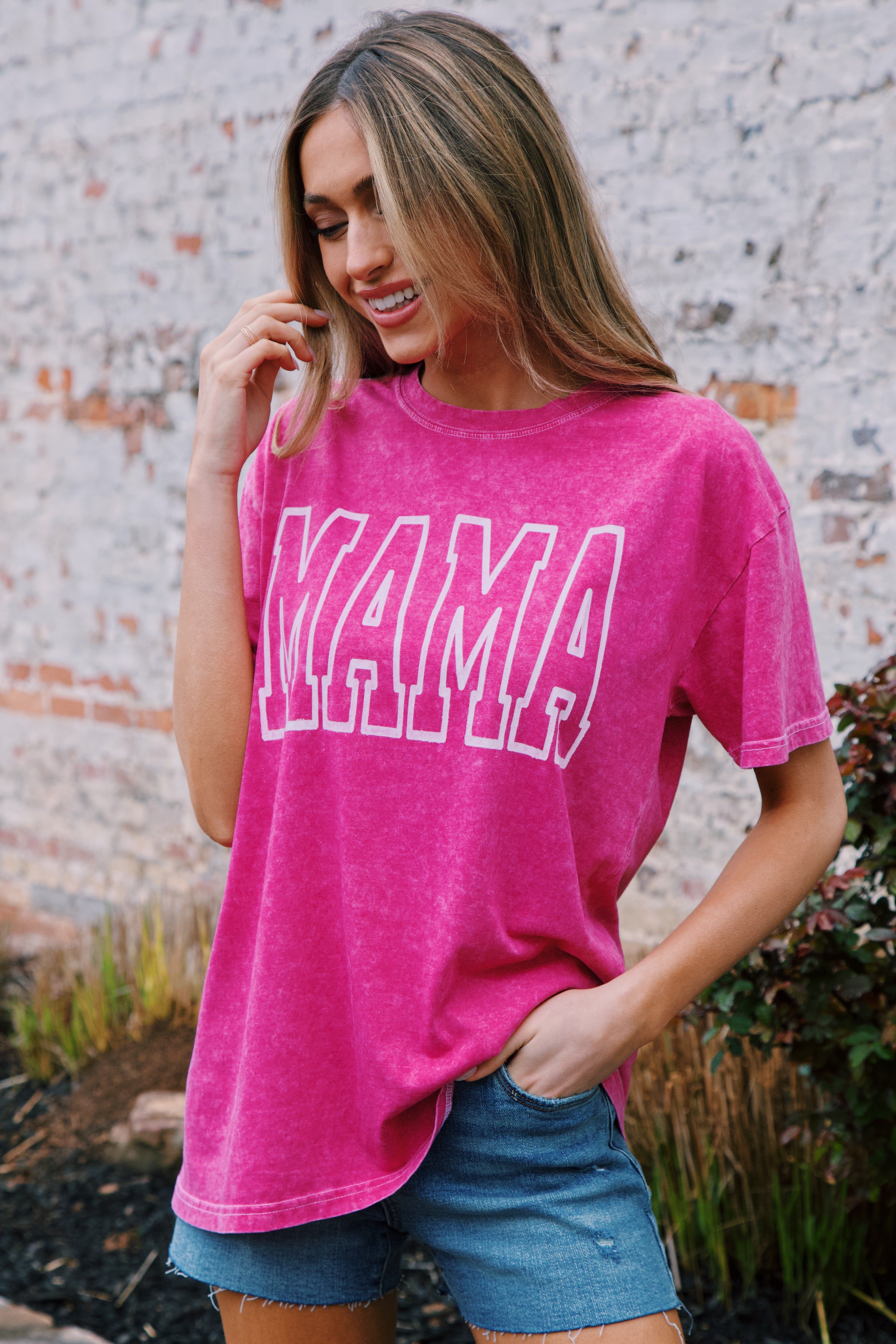 Mama Mineral Washed Graphic Tee, Hot Pink sold by North & Main Clothing Company product image thumbnail 4