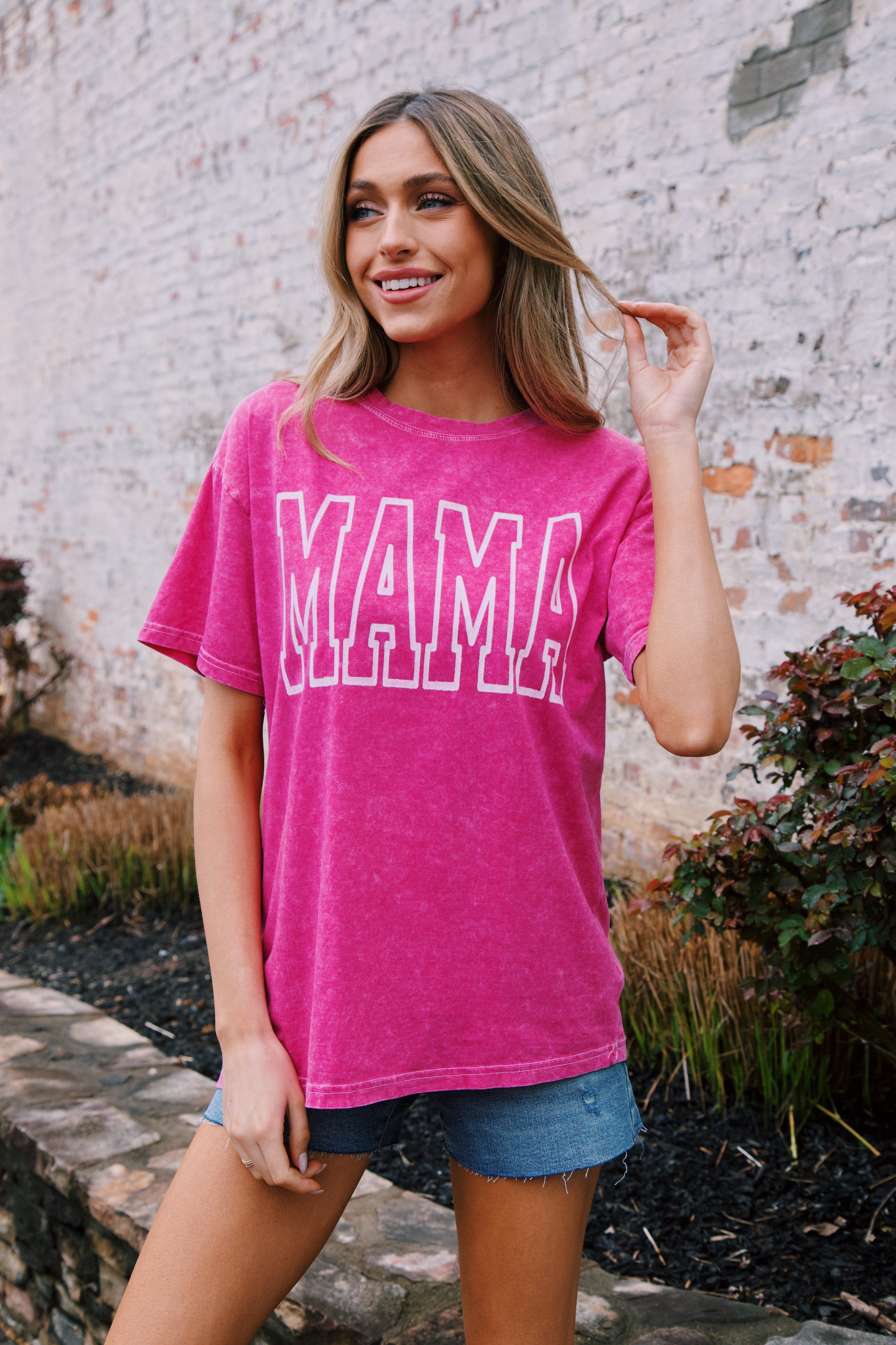 Mama Mineral Washed Graphic Tee, Hot Pink sold by North & Main Clothing Company product image thumbnail 5