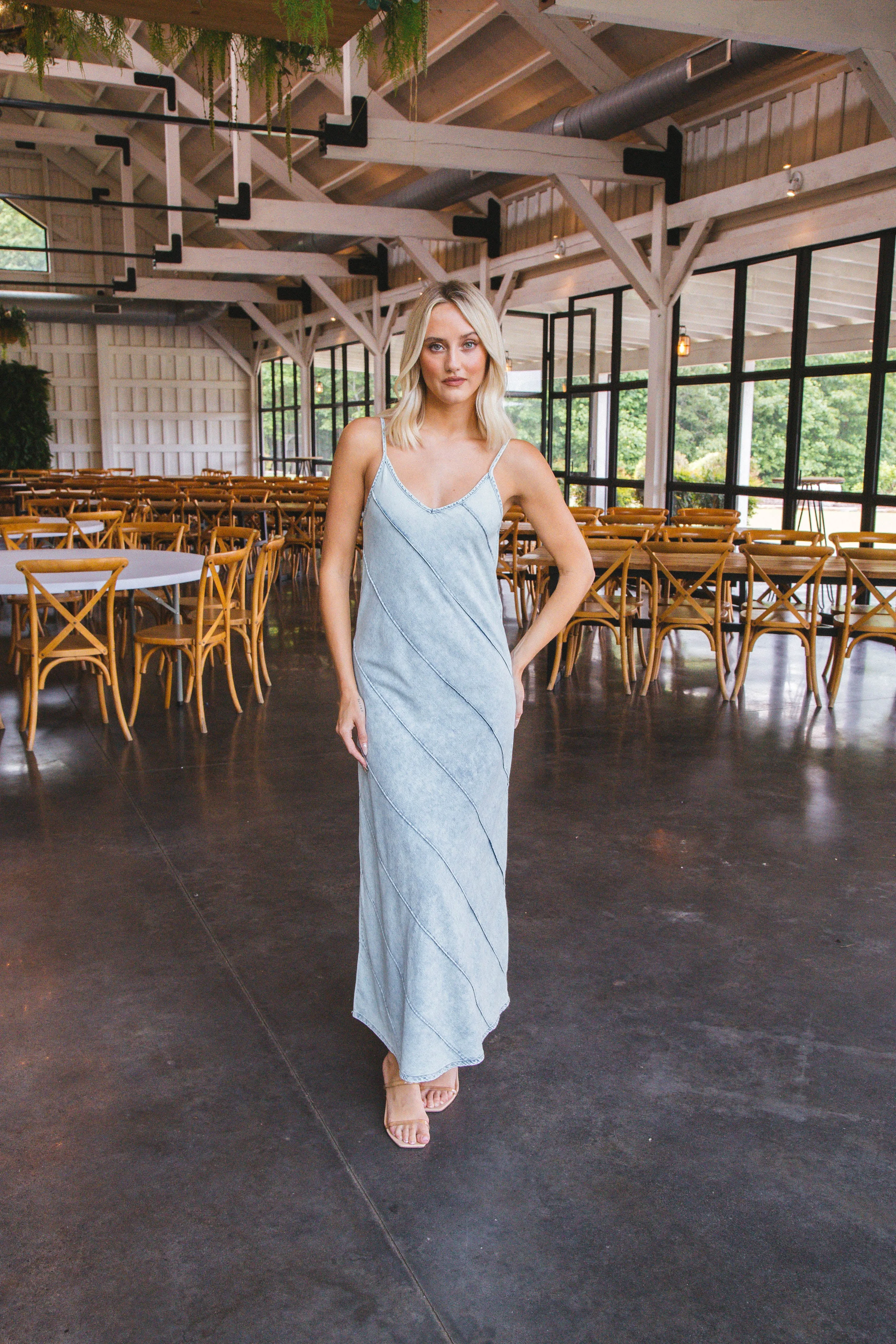 Naomi Denim Maxi Dress, Light Denim sold by North & Main Clothing Company product image thumbnail 5