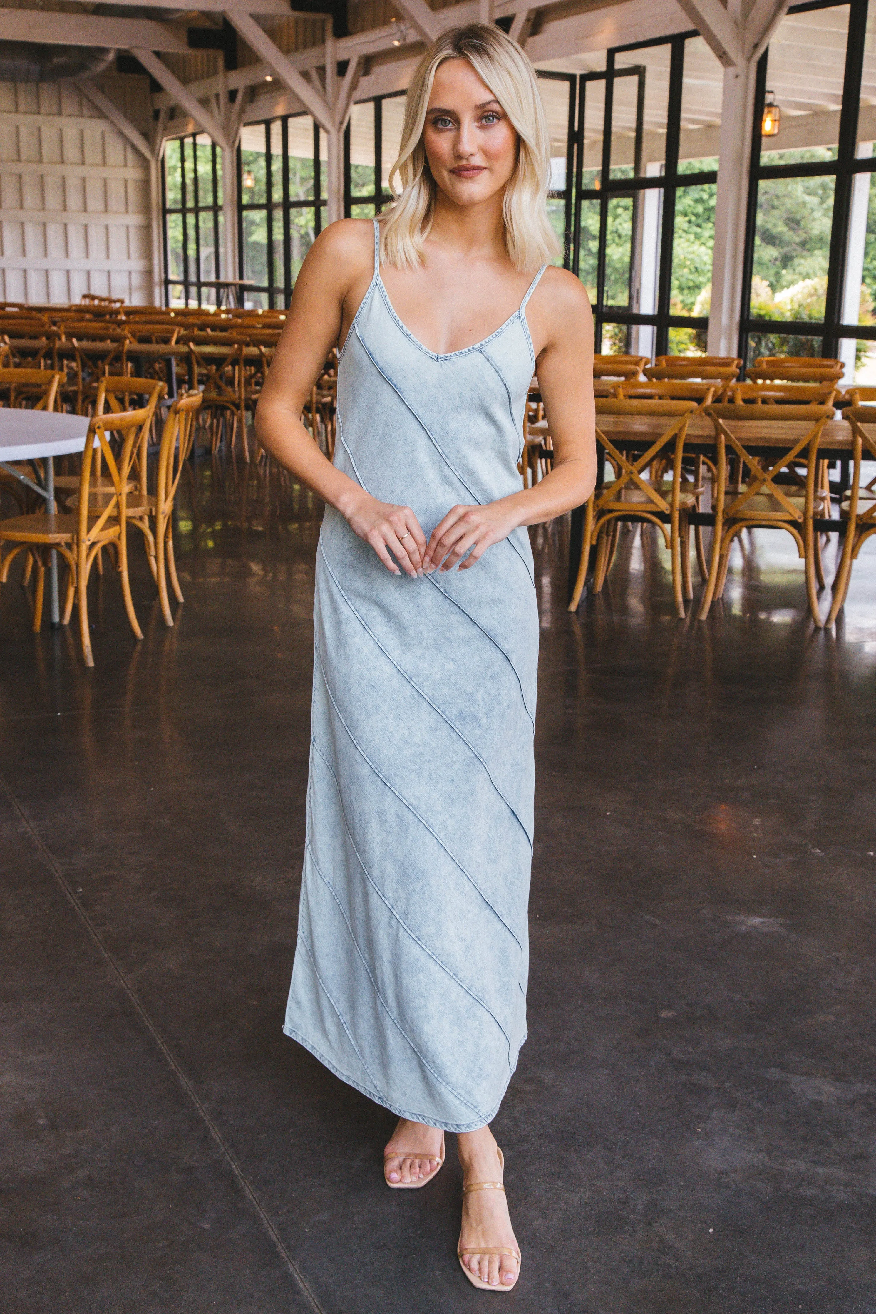 Naomi Denim Maxi Dress, Light Denim sold by North & Main Clothing Company product image thumbnail 3
