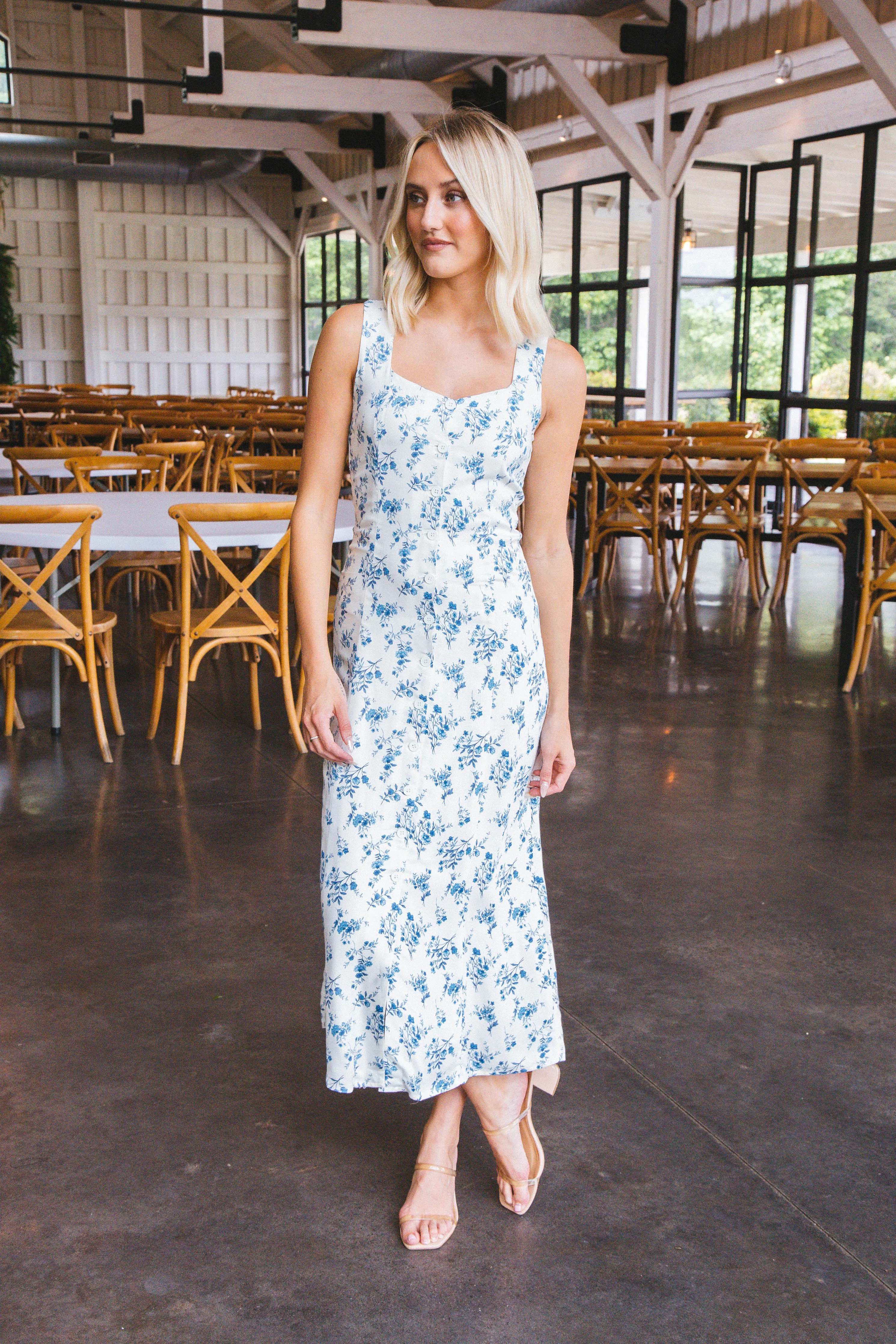 Ada Sleeveless Floral Midi Dress, Ivory sold by North & Main Clothing Company product image thumbnail 5