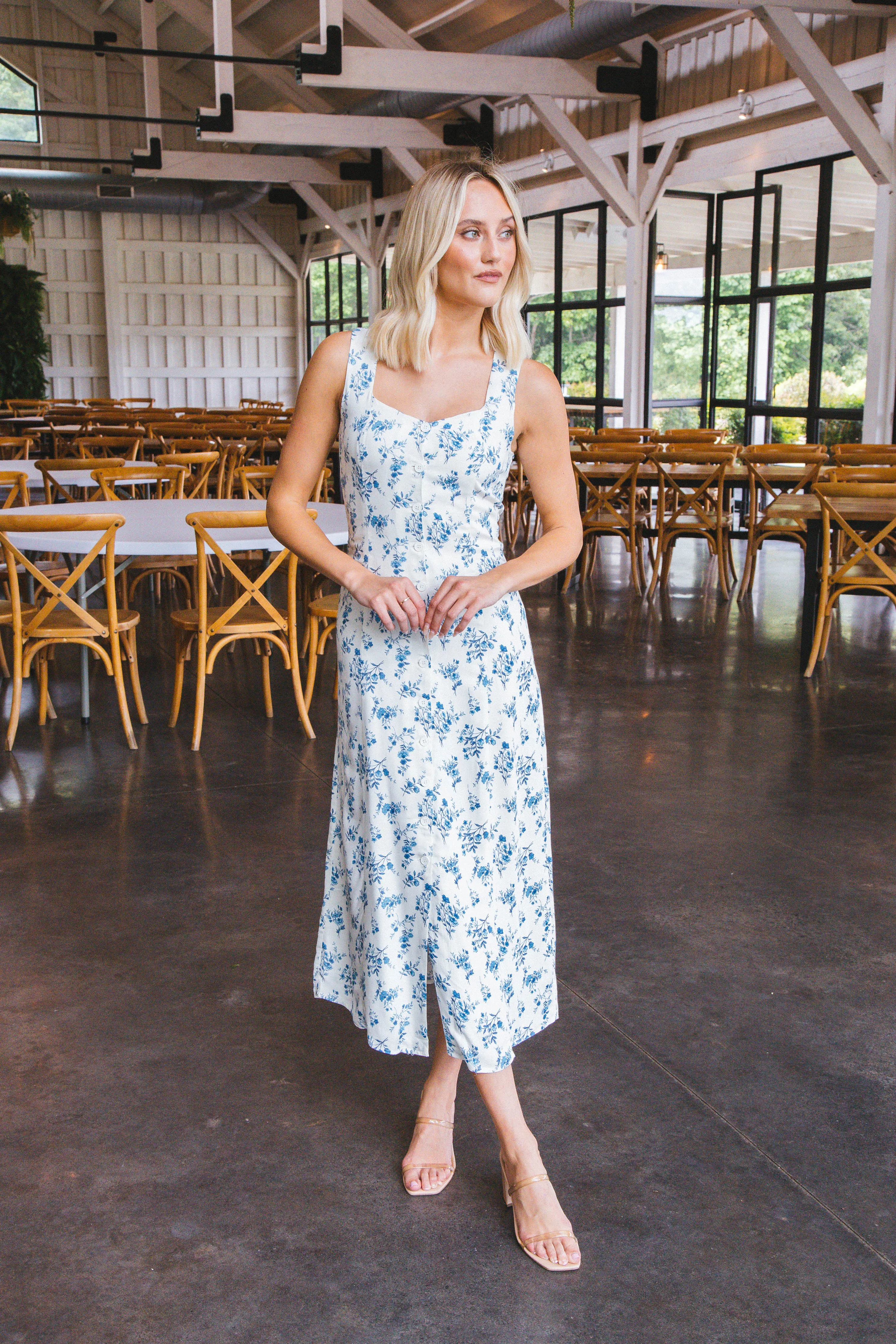 Ada Sleeveless Floral Midi Dress, Ivory sold by North & Main Clothing Company product image thumbnail 3
