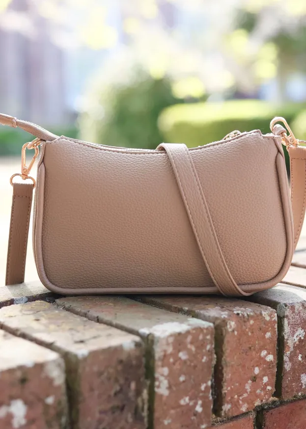 Joan Faux Leather Crossbody, Taupe sold by North & Main Clothing Company product image thumbnail 5