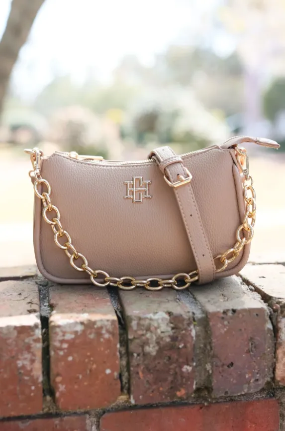 Joan Faux Leather Crossbody, Taupe sold by North & Main Clothing Company