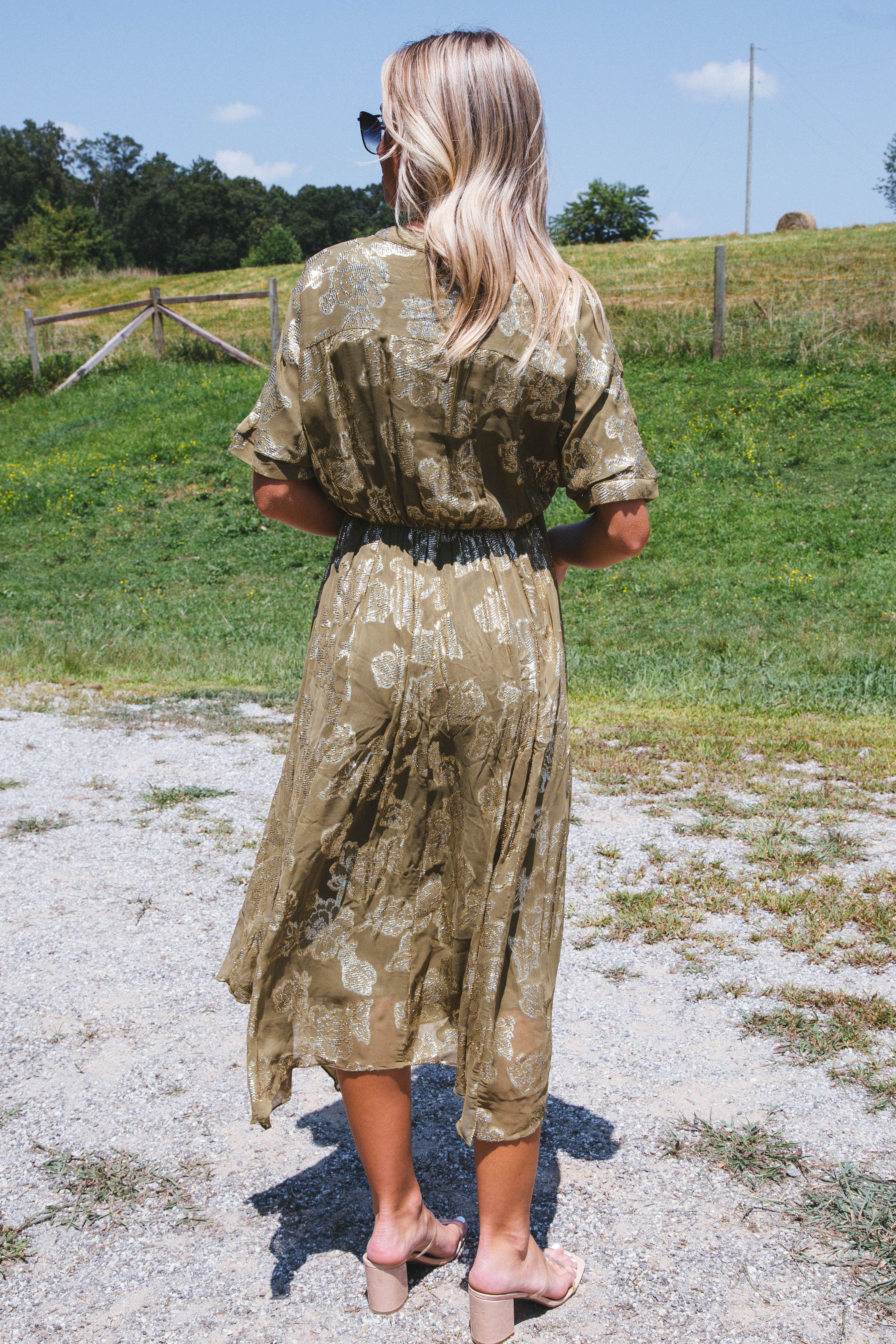 Crown Jewel Floral Maxi Dress, Olive Gold sold by North & Main Clothing Company product image thumbnail 3