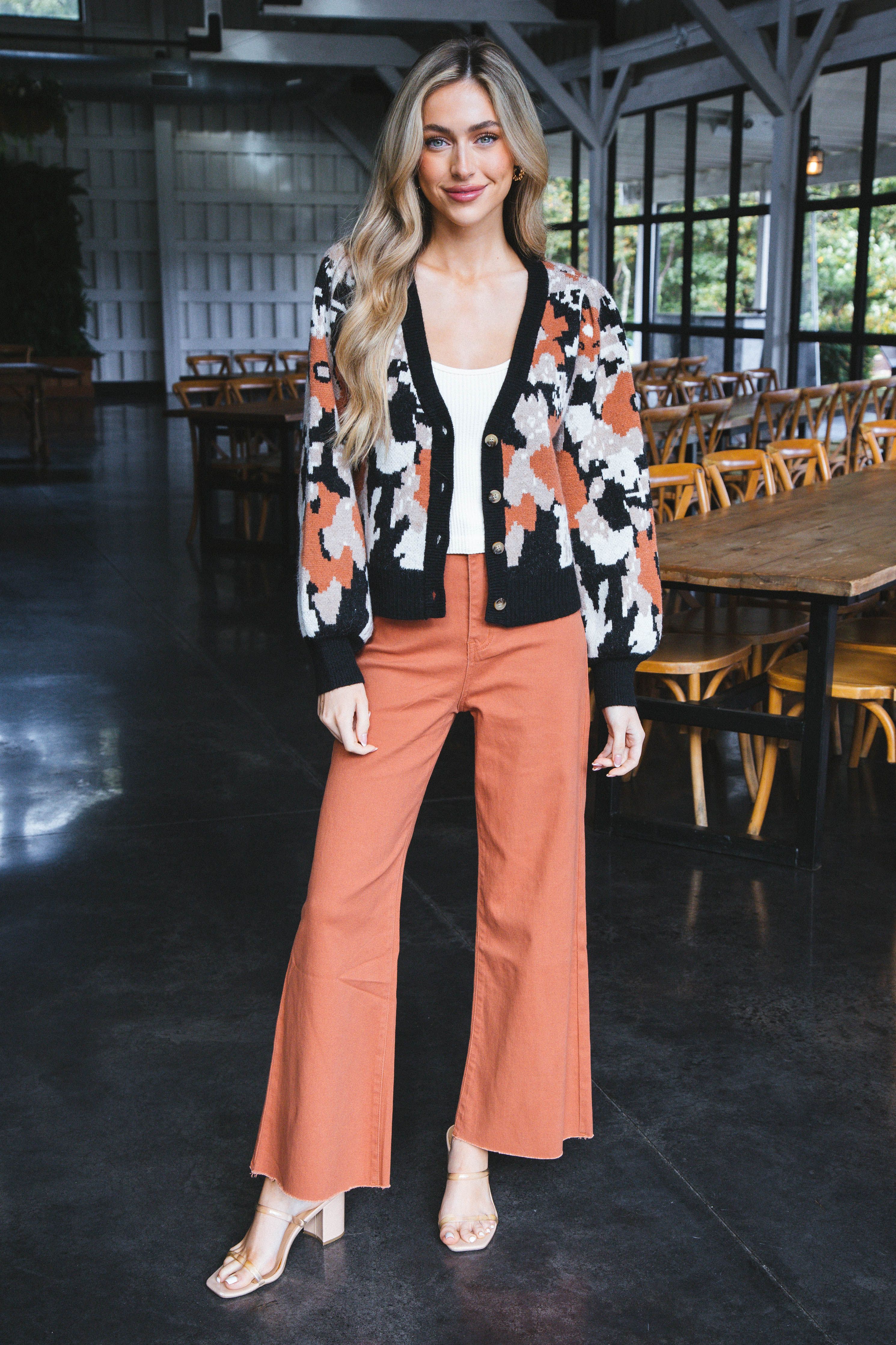 Casey Printed Button Up Cardigan, Black-Brown sold by North & Main Clothing Company product image thumbnail 2