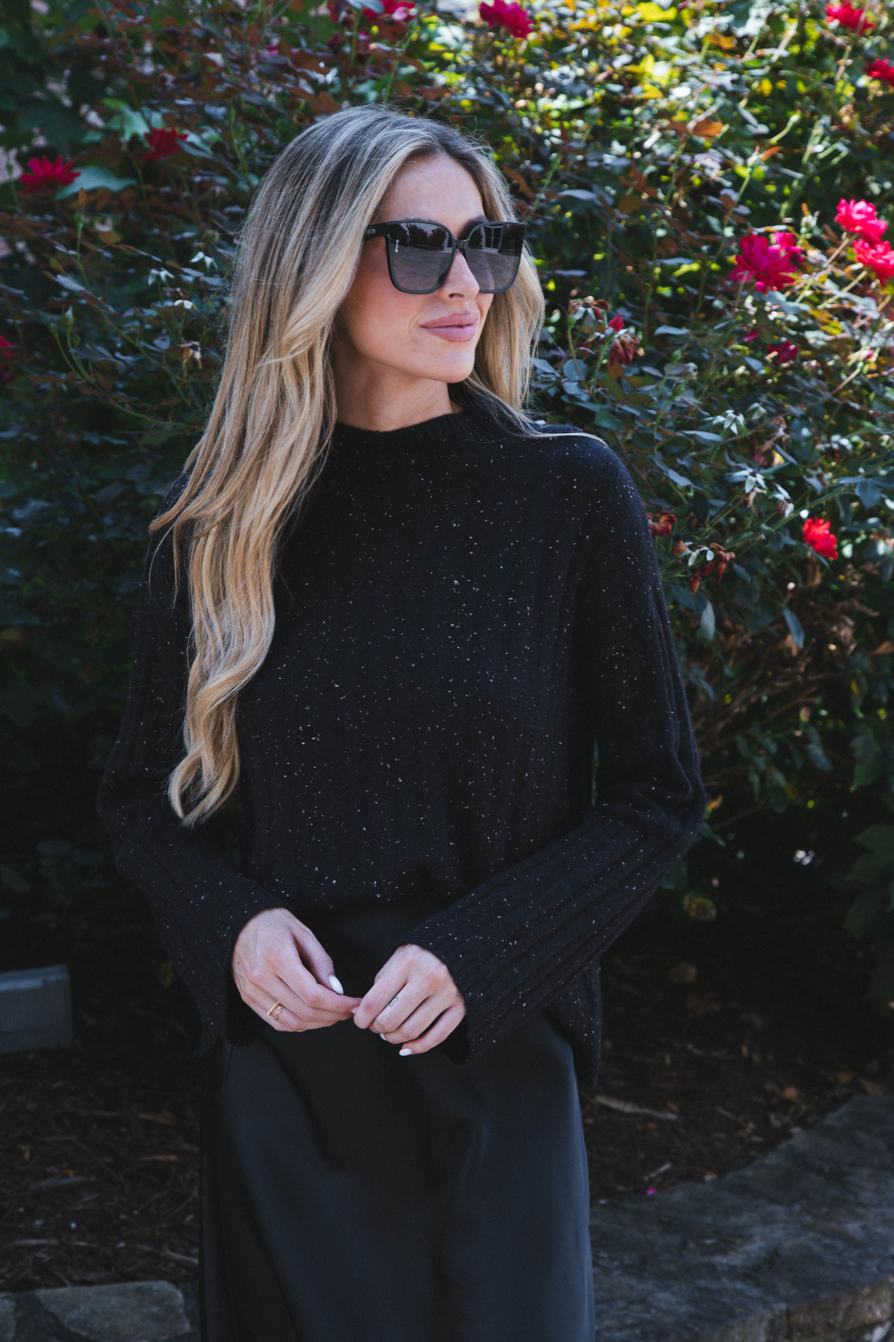 Rome Speckled Knit Sweater, Black Multi sold by North & Main Clothing Company