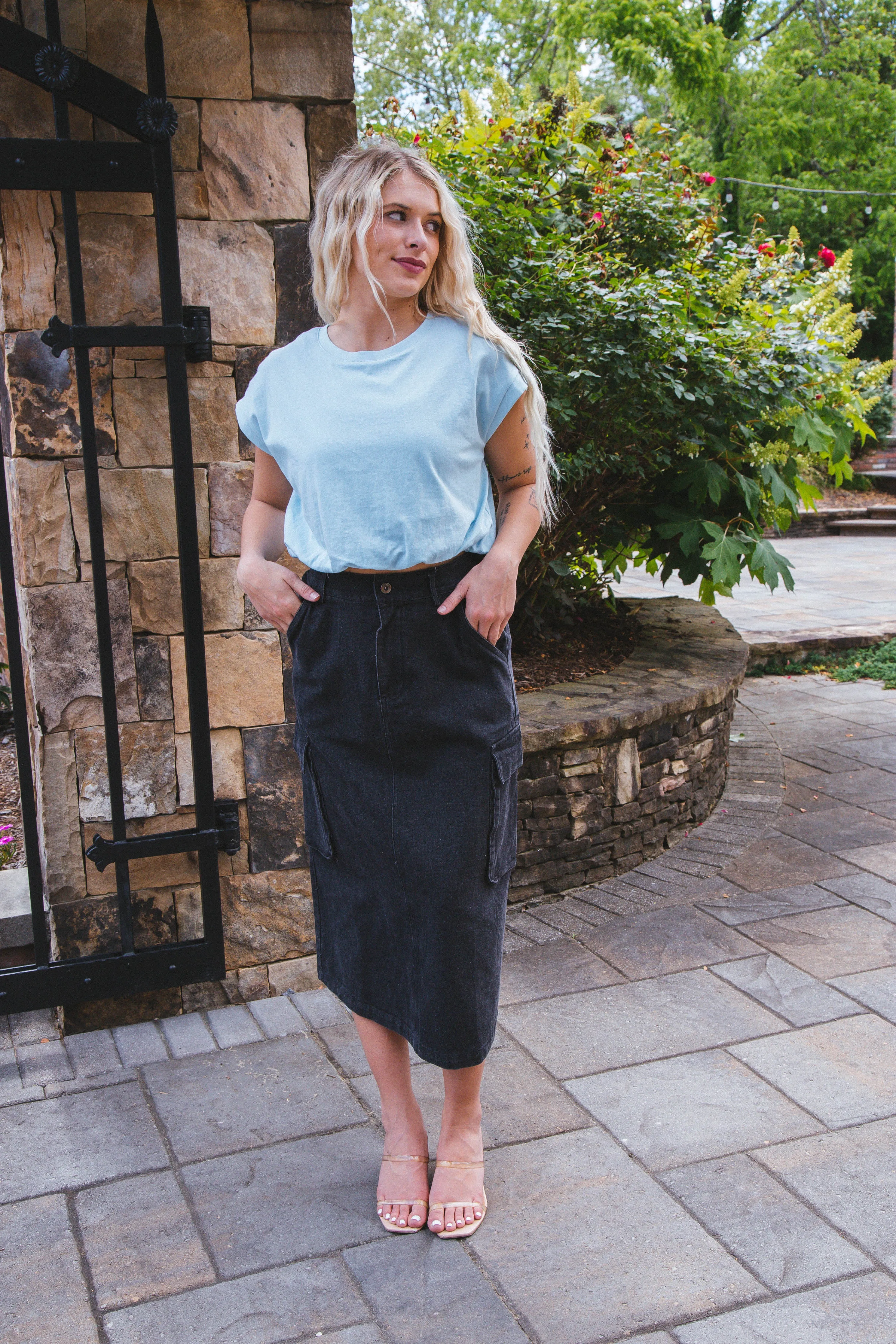 Jasmine Bubble Hem Top, Blue sold by North & Main Clothing Company product image thumbnail 2