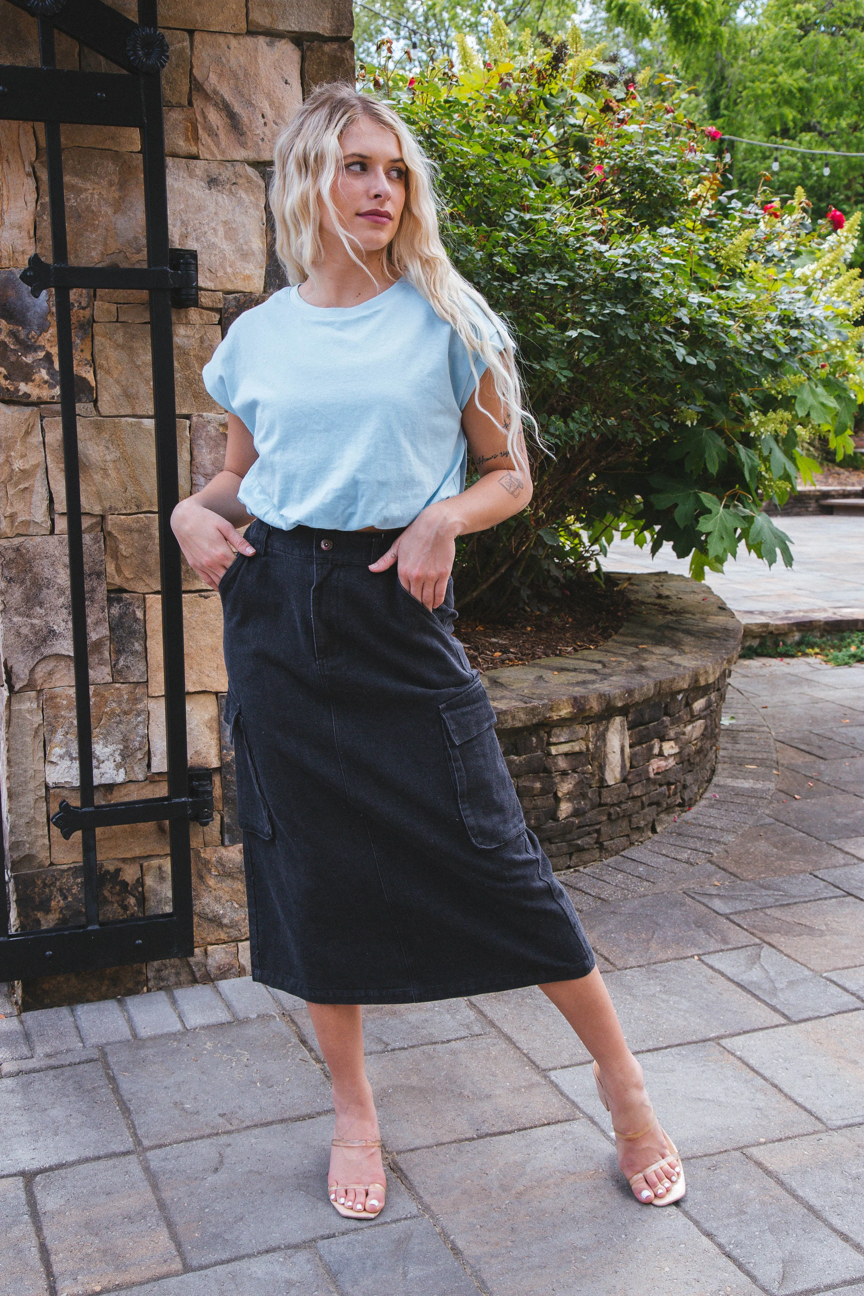 Jasmine Bubble Hem Top, Blue sold by North & Main Clothing Company product image thumbnail 4