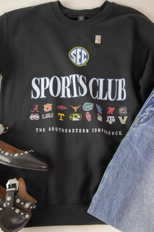 SEC Sports Club Sweatshirt, Black | Charlie Southern sold by North & Main Clothing Company