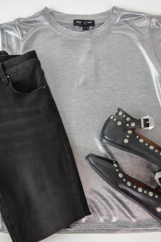 Rossin Knit Muscle Tee, Silver | Velvet Heart sold by North & Main Clothing Company