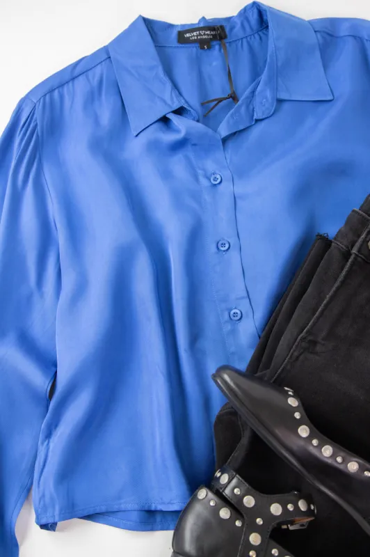 Lilith Button Down Shirt, Lapis Blue | Velvet Heart made by North & Main Clothing Company