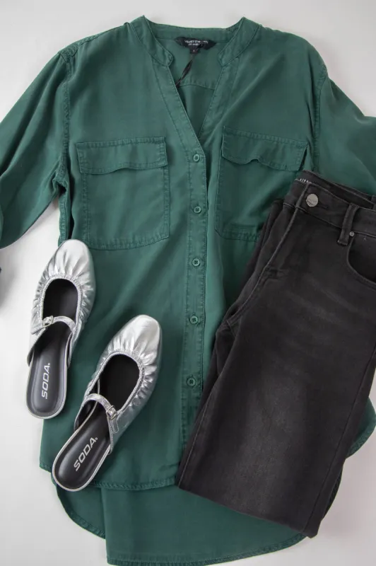 Addilyn Button Down Shirt, Pineneedle | Velvet Heart sold by North & Main Clothing Company