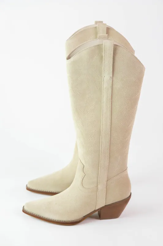 Agency Suede Tall Western Boot, Cream Suede | Coconuts by Matisse sold by North & Main Clothing Company
