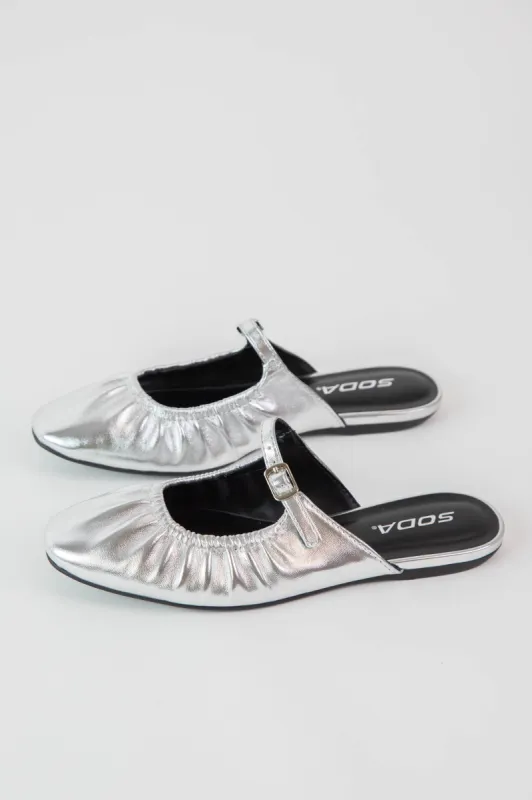 Demure Mary Jane Flat, Silver sold by North & Main Clothing Company