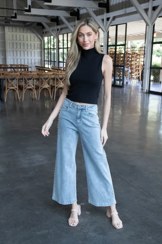 Zoe Mock Neck Sweater Top, Black sold by North & Main Clothing Company