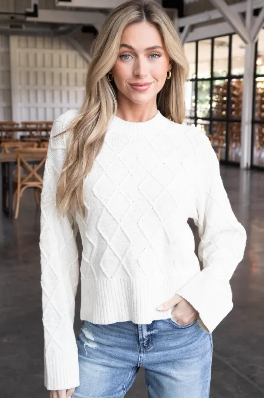 Coastal Cable Sweater, Chalk | Sanctuary sold by North & Main Clothing Company