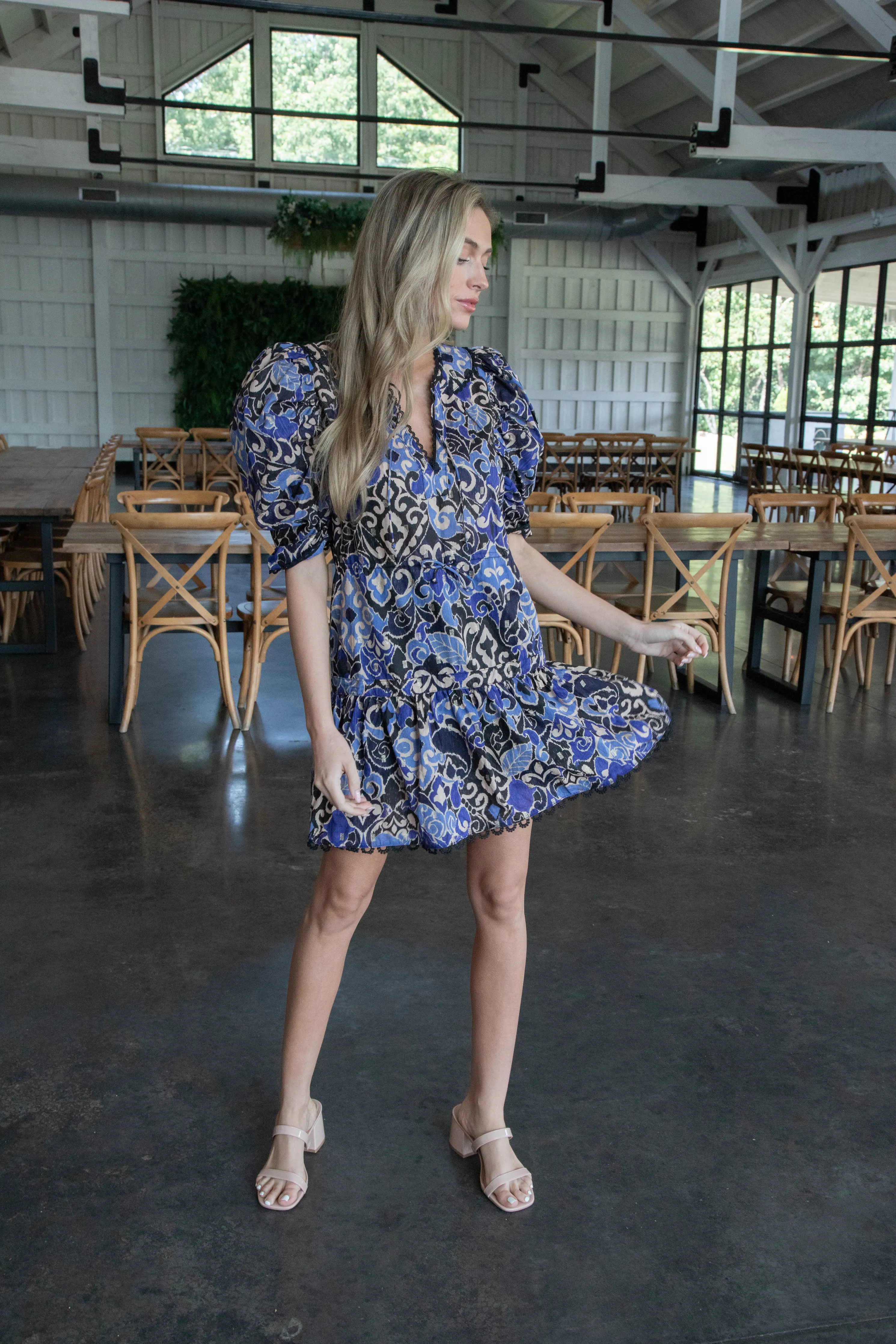 Kenley Puff Sleeve Mini Dress, Black/Blue sold by North & Main Clothing Company product image thumbnail 5