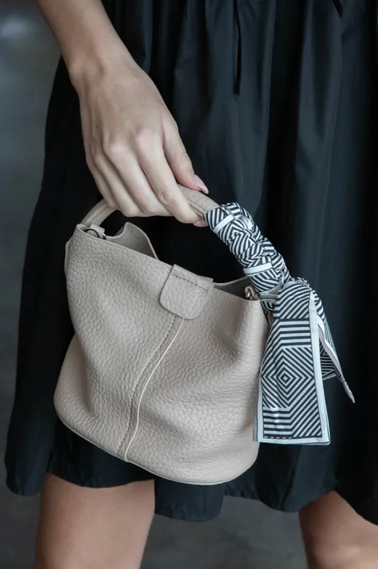Kehlani Mini Bucket Bag, Beige made by North & Main Clothing Company
