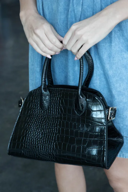 Remy Faux Croc Mini Tote Bag, Black sold by North & Main Clothing Company
