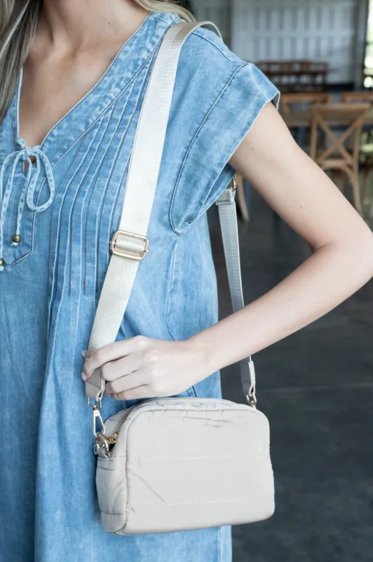 Paulina Puffer Crossbody Bag, Beige sold by North & Main Clothing Company