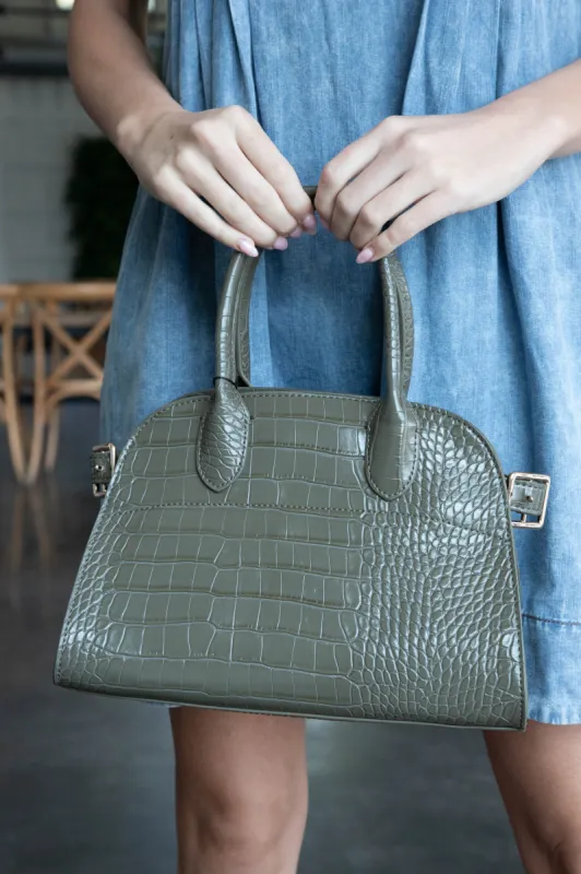 Remy Faux Croc Mini Tote Bag, Olive sold by North & Main Clothing Company