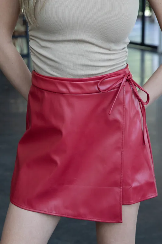 Wine Down Faux Leather Shorts, Red | Sadie & Sage sold by North & Main Clothing Company