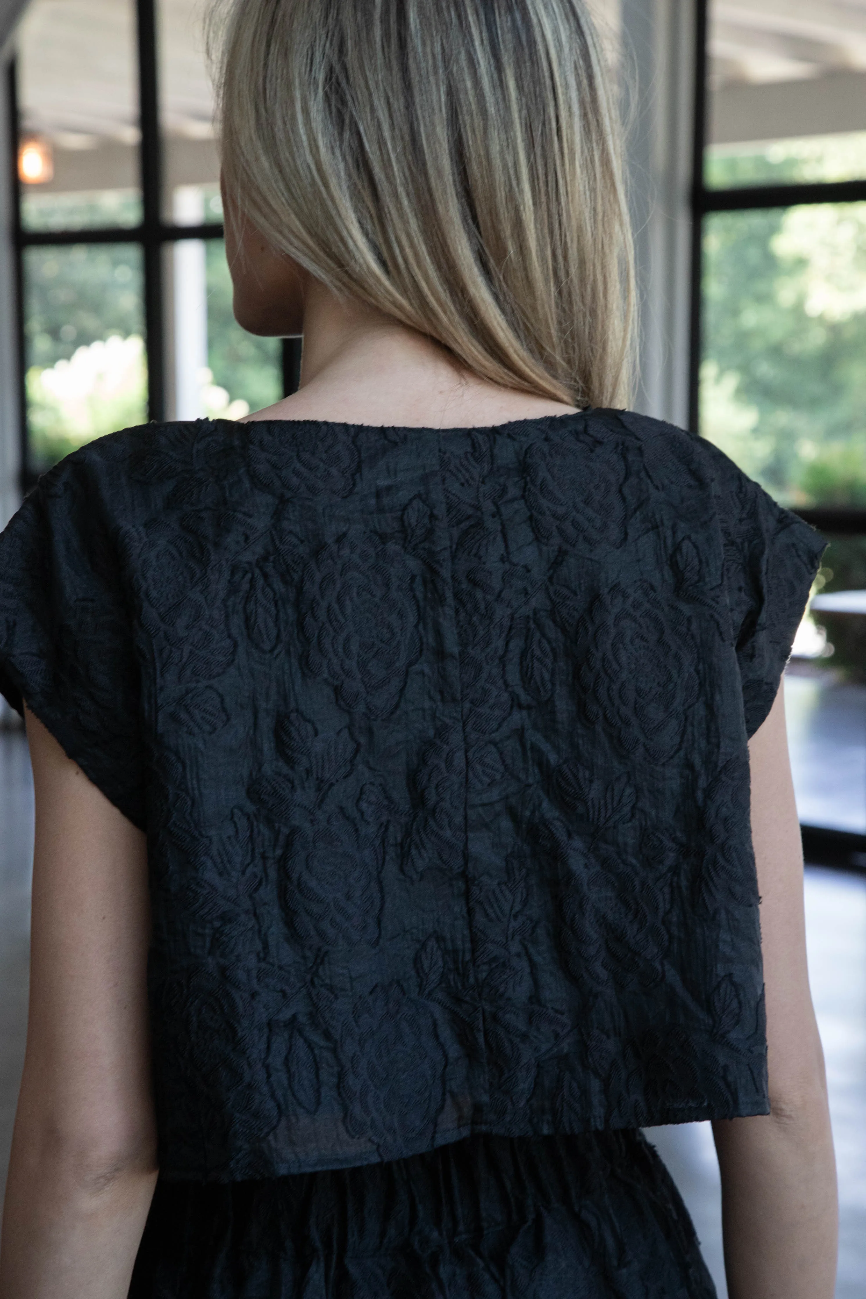 Ryann Cropped Jacquard Top, Black sold by North & Main Clothing Company product image thumbnail 3