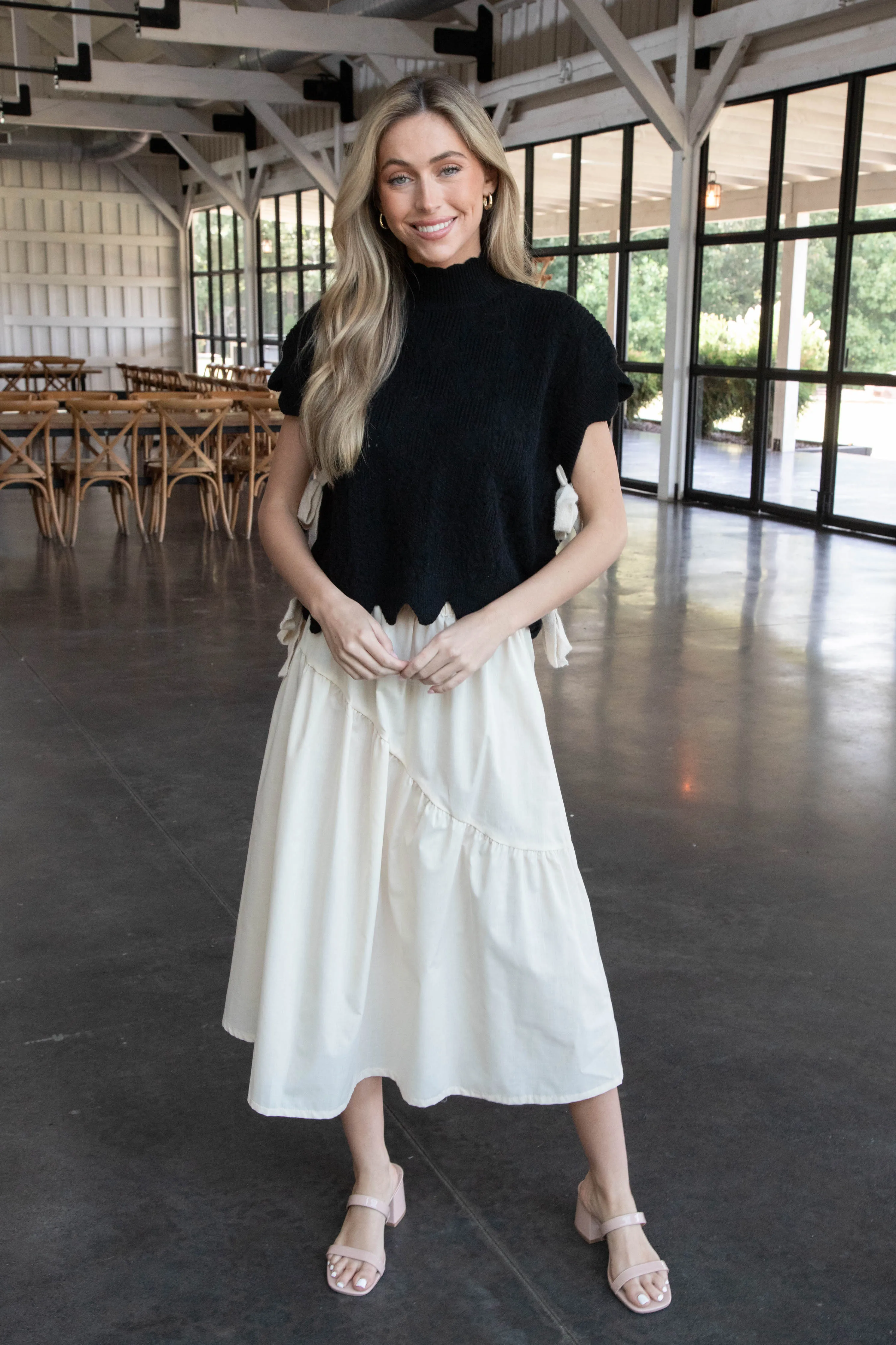 Ophelia Scalloped Edge Sweater, Black sold by North & Main Clothing Company product image thumbnail 4