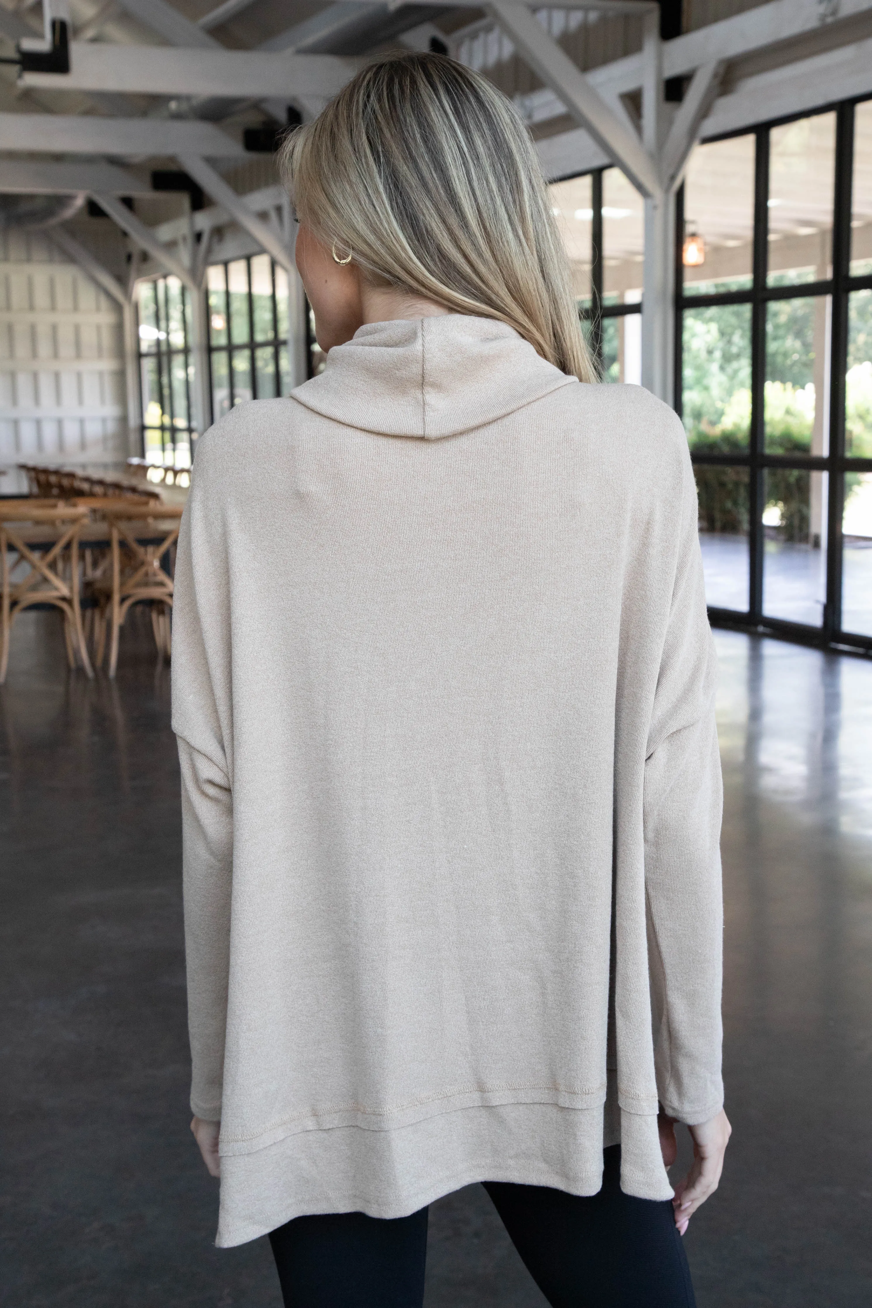 Lulu Turtle Neck Top, Taupe sold by North & Main Clothing Company product image thumbnail 3