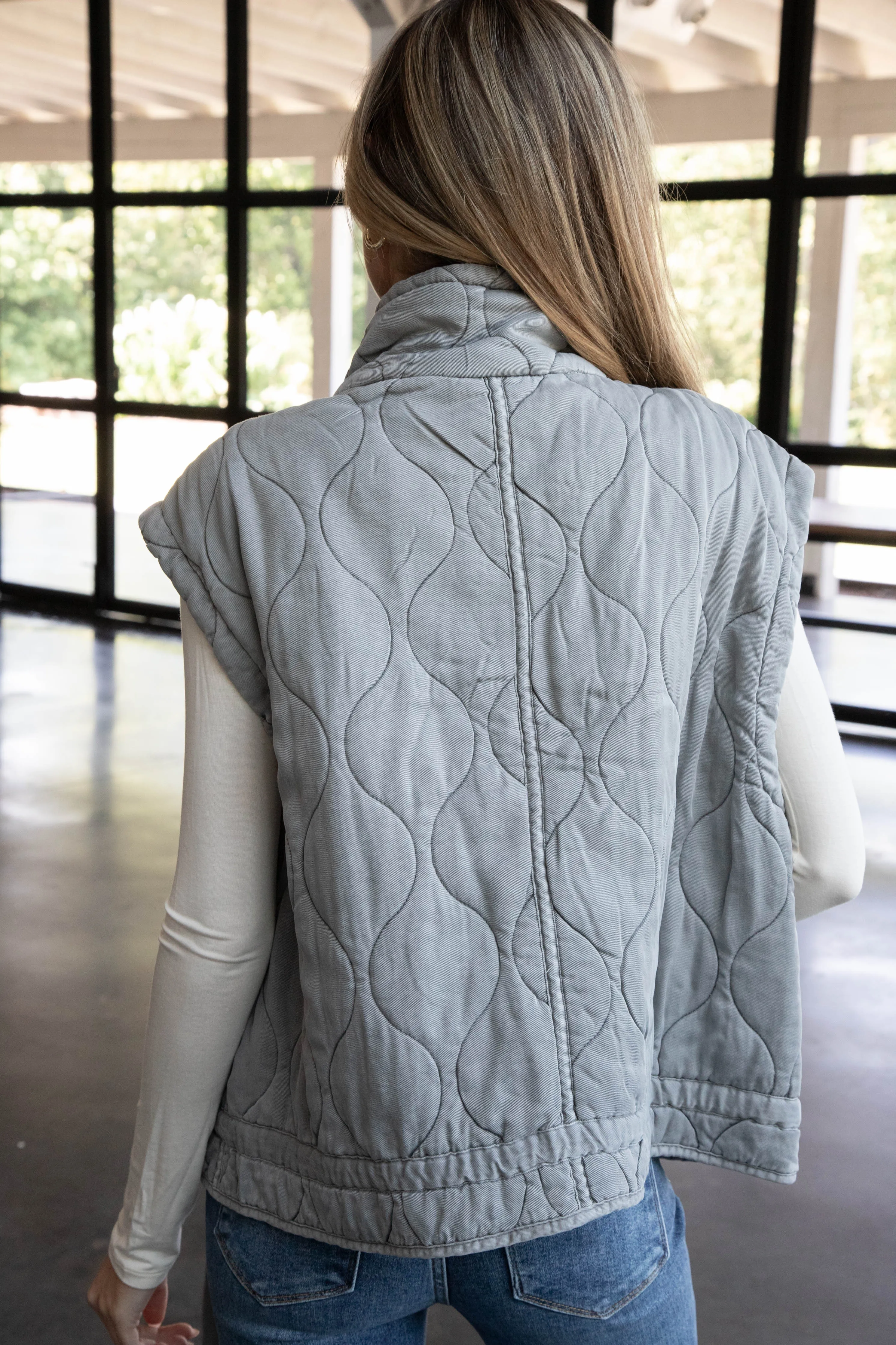 Tamara Sleeveless Vest Jacket, Grey sold by North & Main Clothing Company product image thumbnail 3